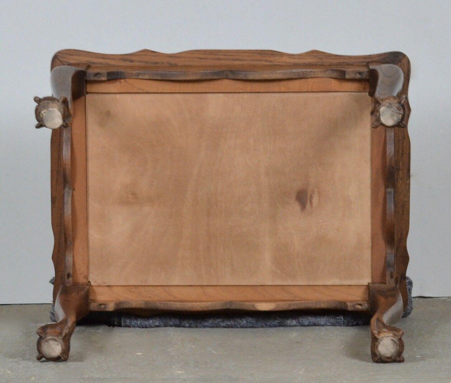 Glass Antique Victorian Walnut Showcase Display Side End Table with Ball & Claw Feet For Sale