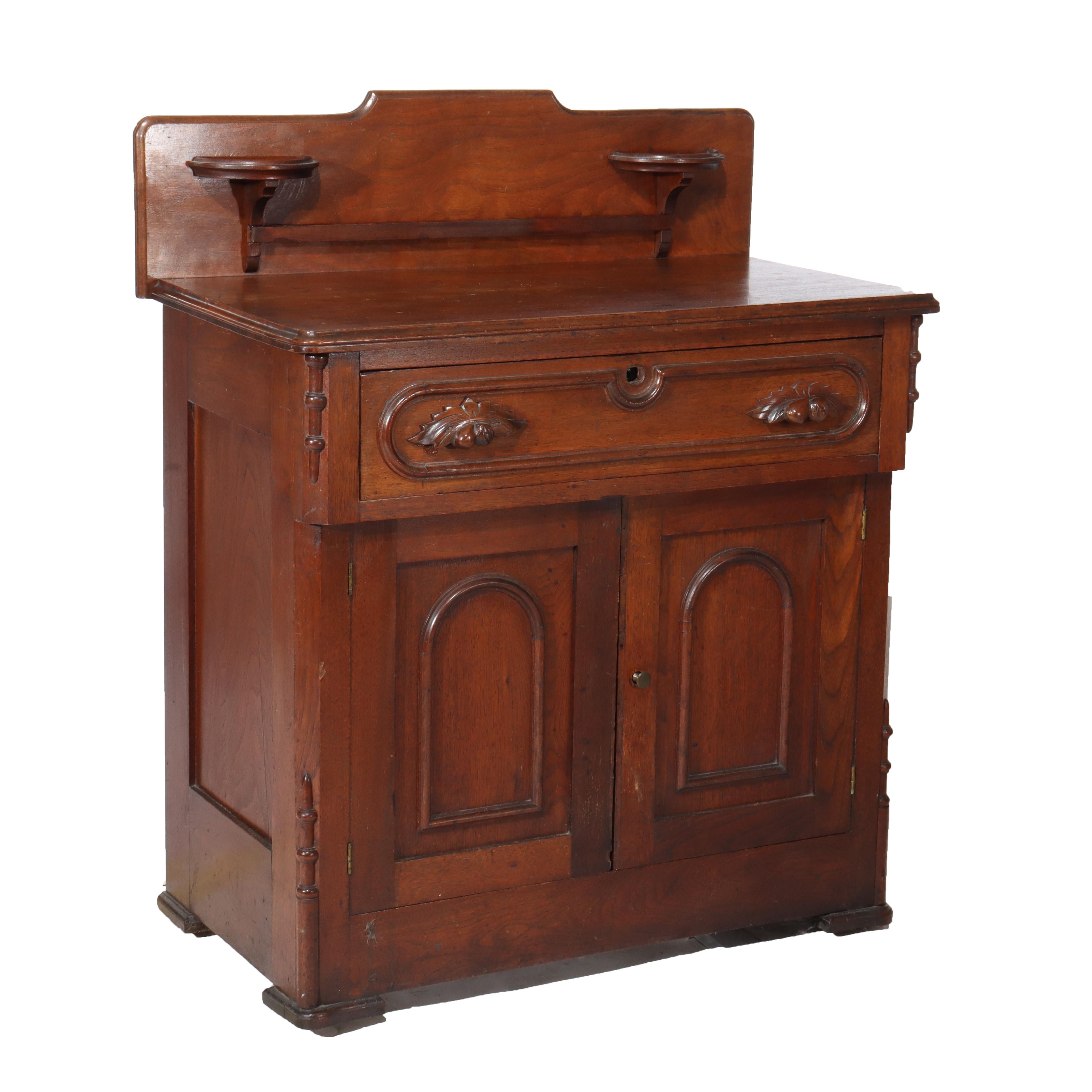 Antiker viktorianischer Nussbaum-Waschtisch mit einer Schublade und Aufkantung C1890 im Angebot 7