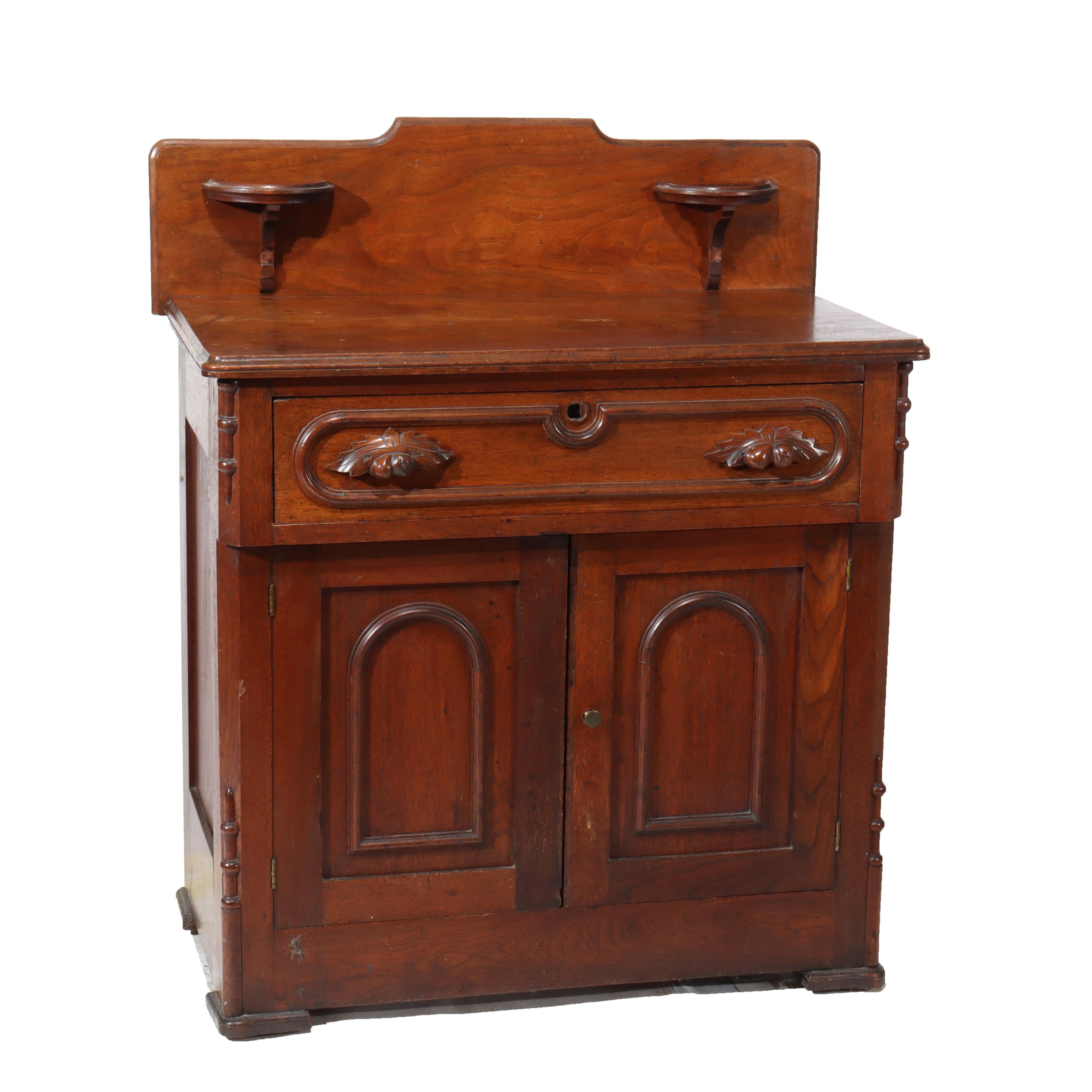 Antiker viktorianischer Nussbaum-Waschtisch mit einer Schublade und Aufkantung C1890 im Angebot 1