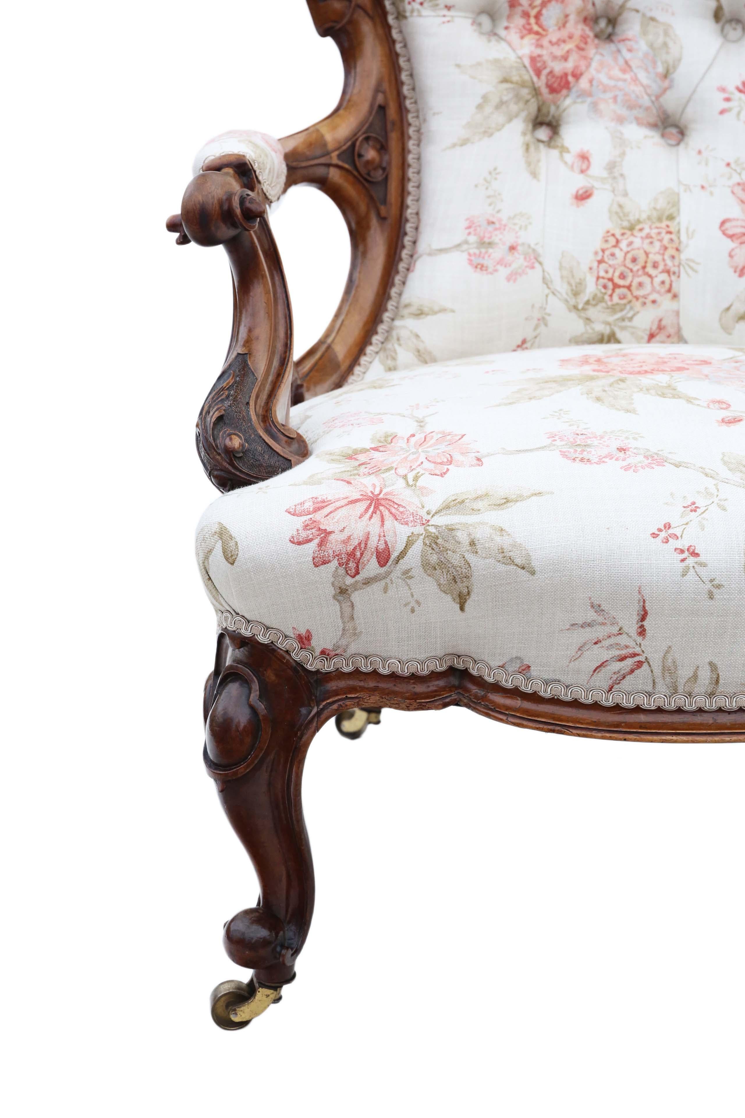 Antique Victorian Walnut Spoon Back Armchair Slipper For Sale 4