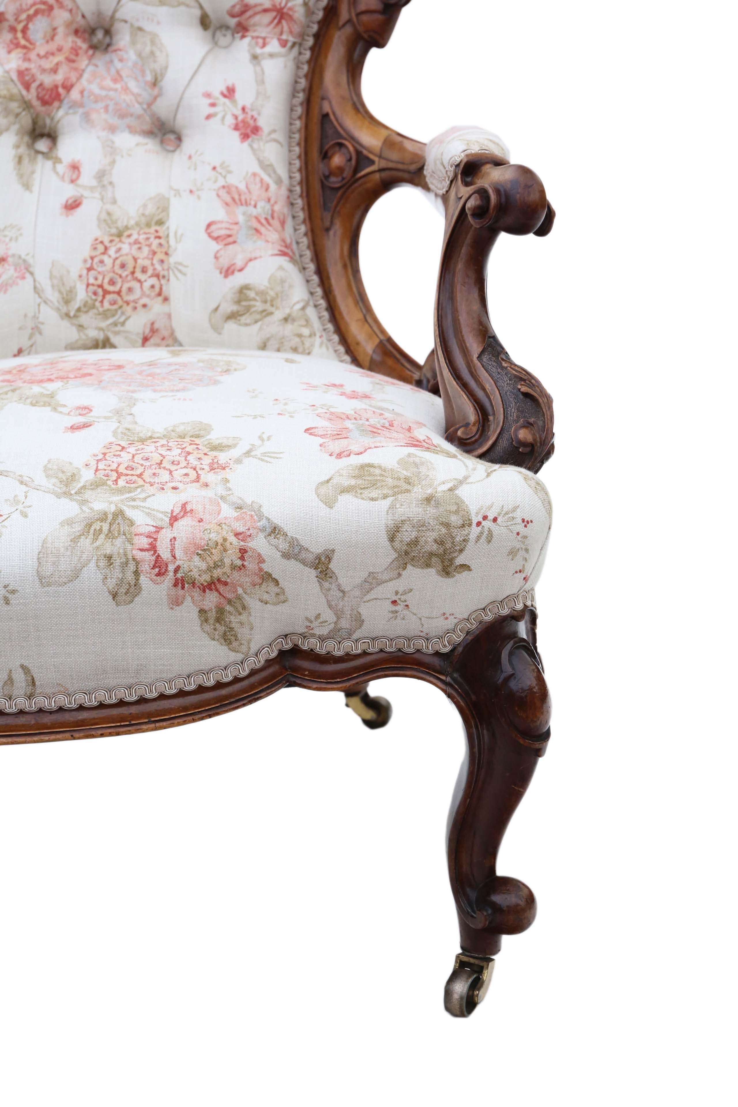 Antique Victorian Walnut Spoon Back Armchair Slipper For Sale 5