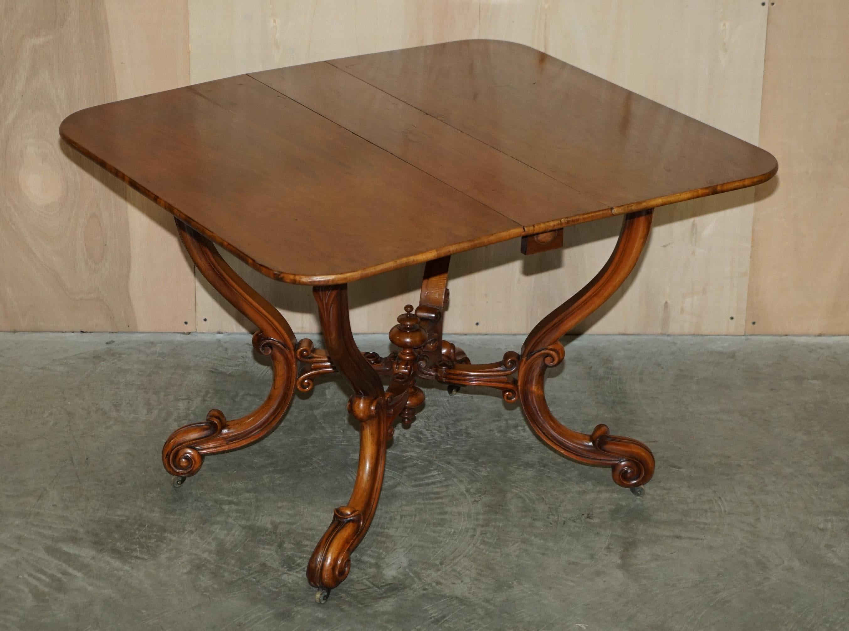 Antique Victorian Walnut Sutherland Folding Table with Exquisitely Carved Base 6
