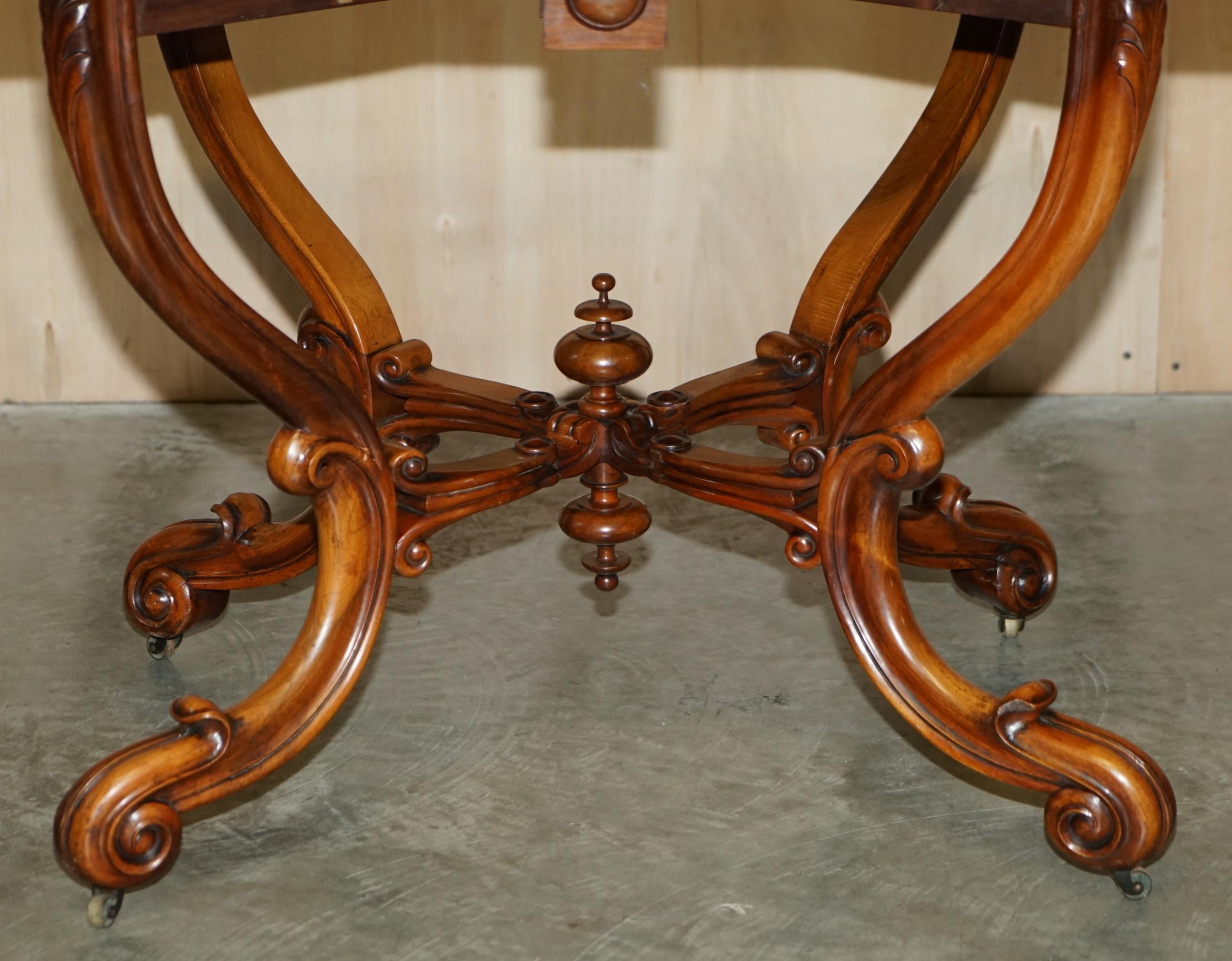 Antique Victorian Walnut Sutherland Folding Table with Exquisitely Carved Base 8