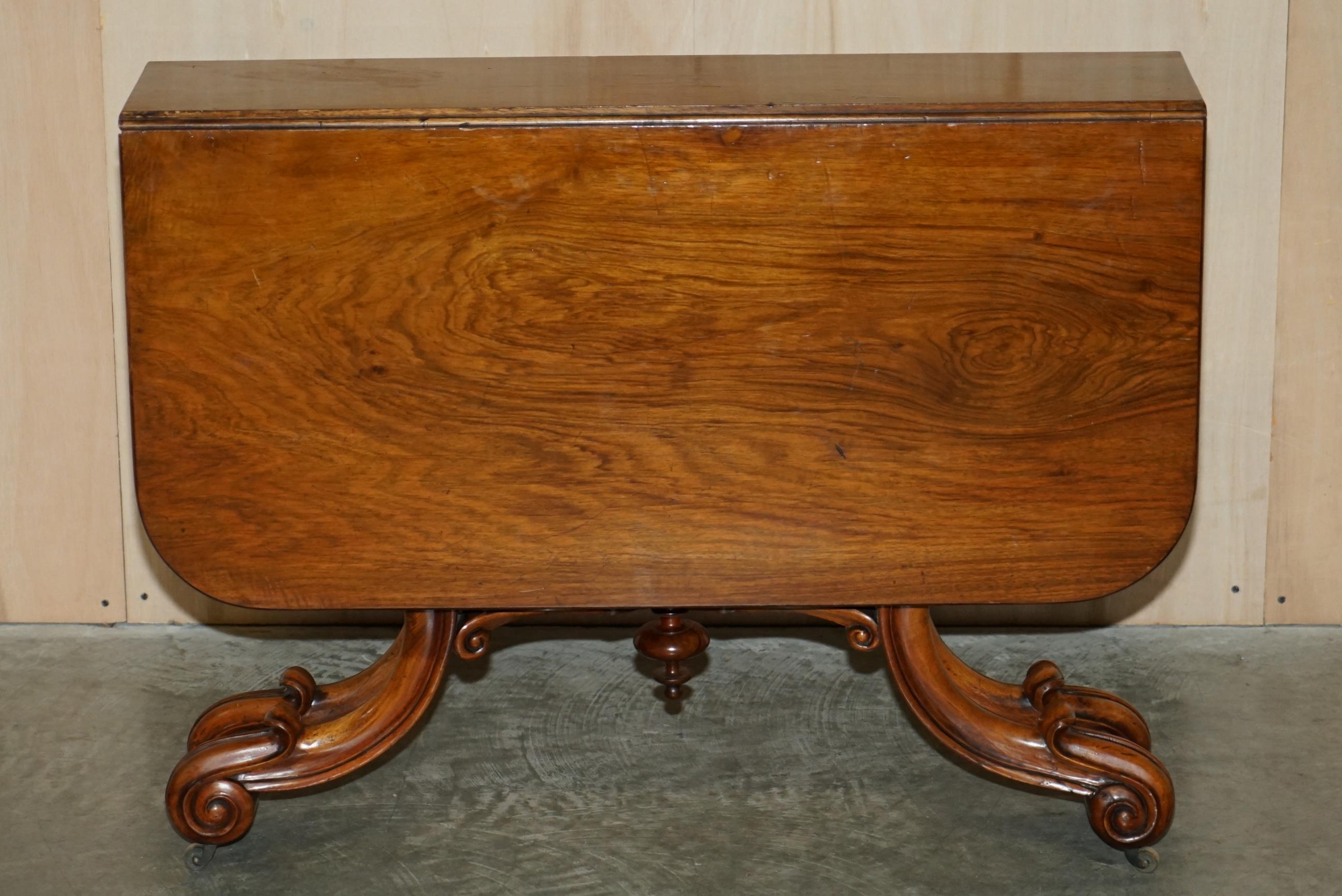 We are delighted to offer this wonderful Victorian walnut Sutherland folding side table with exquisitely carved ornate base

A very good looking and well made table, these are the best kind of antiques because they are functional in every day