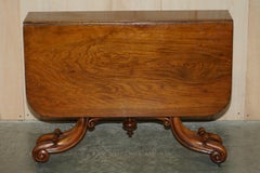 Antique Victorian Walnut Sutherland Folding Table with Exquisitely Carved Base