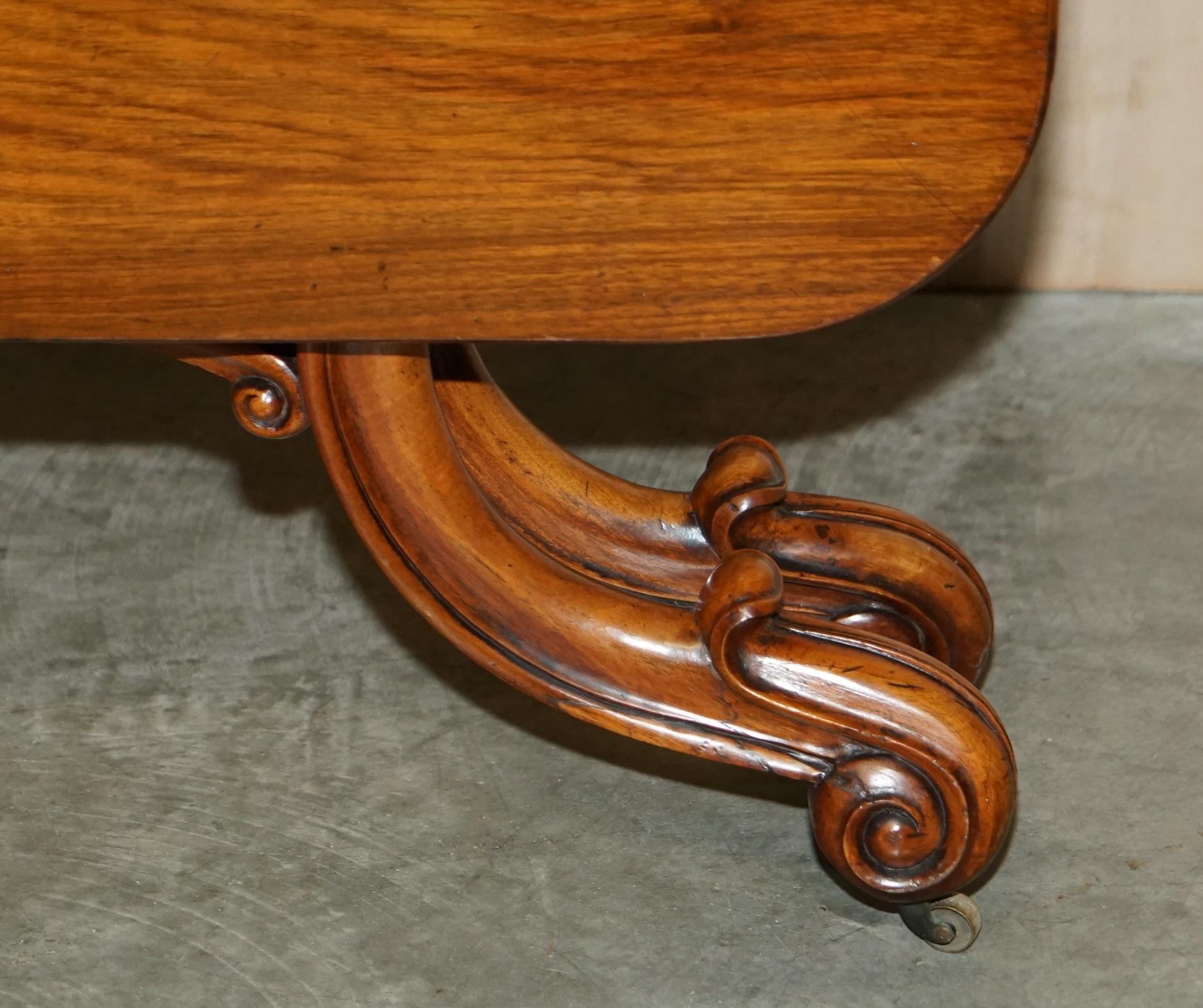 Hand-Crafted Antique Victorian Walnut Sutherland Folding Table with Exquisitely Carved Base