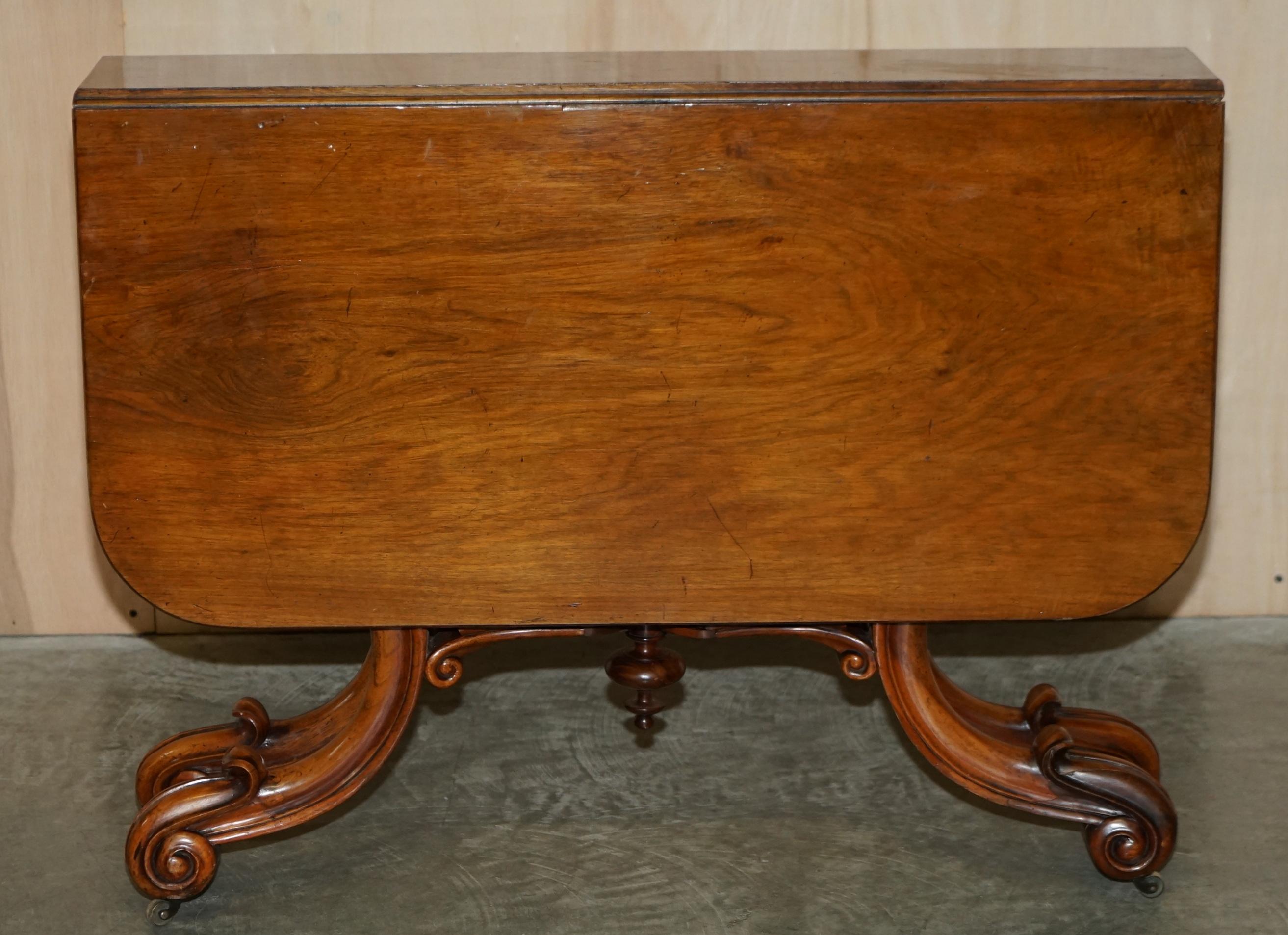 Antique Victorian Walnut Sutherland Folding Table with Exquisitely Carved Base 4