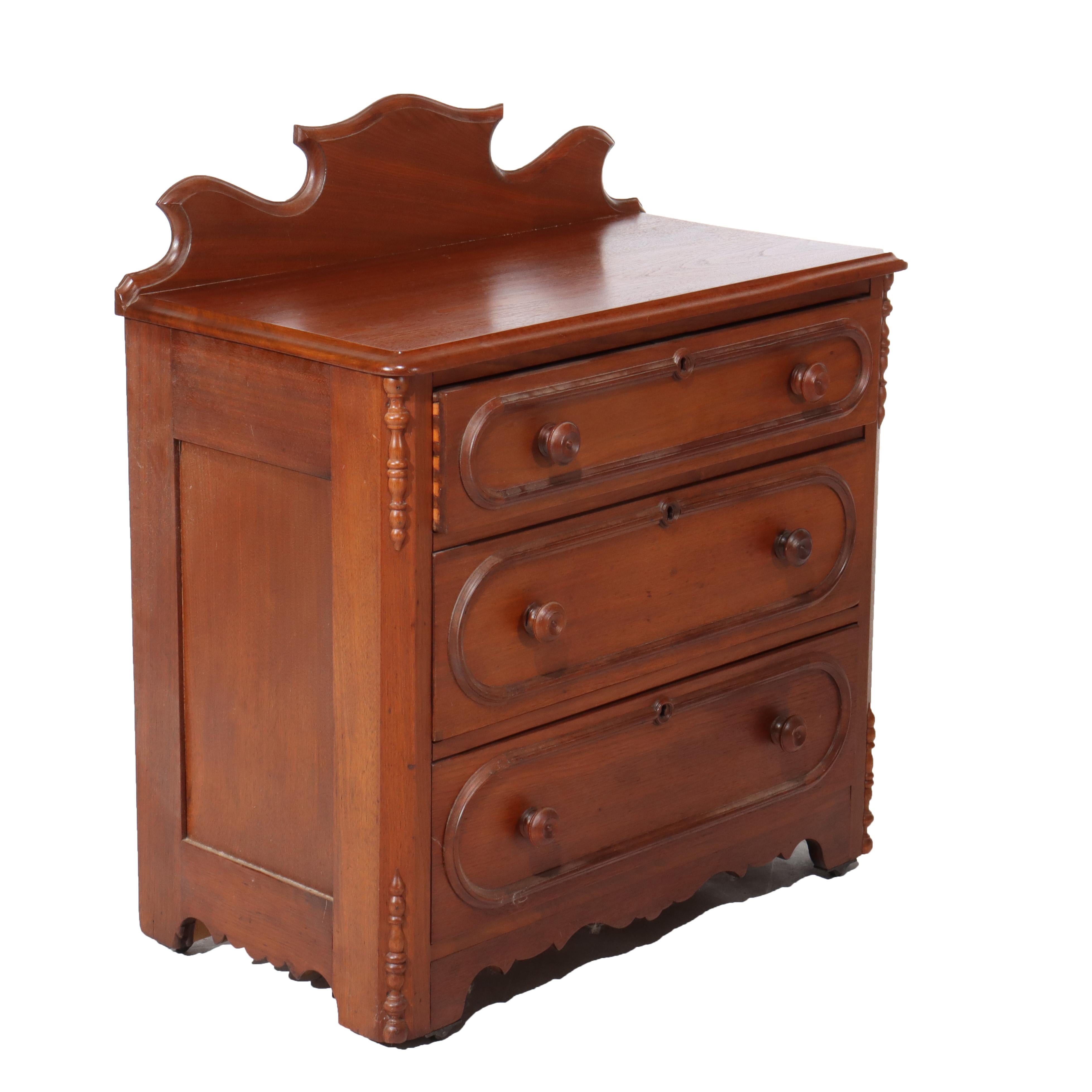 Antique Victorian Walnut Three Drawer Commode C1890 For Sale 8