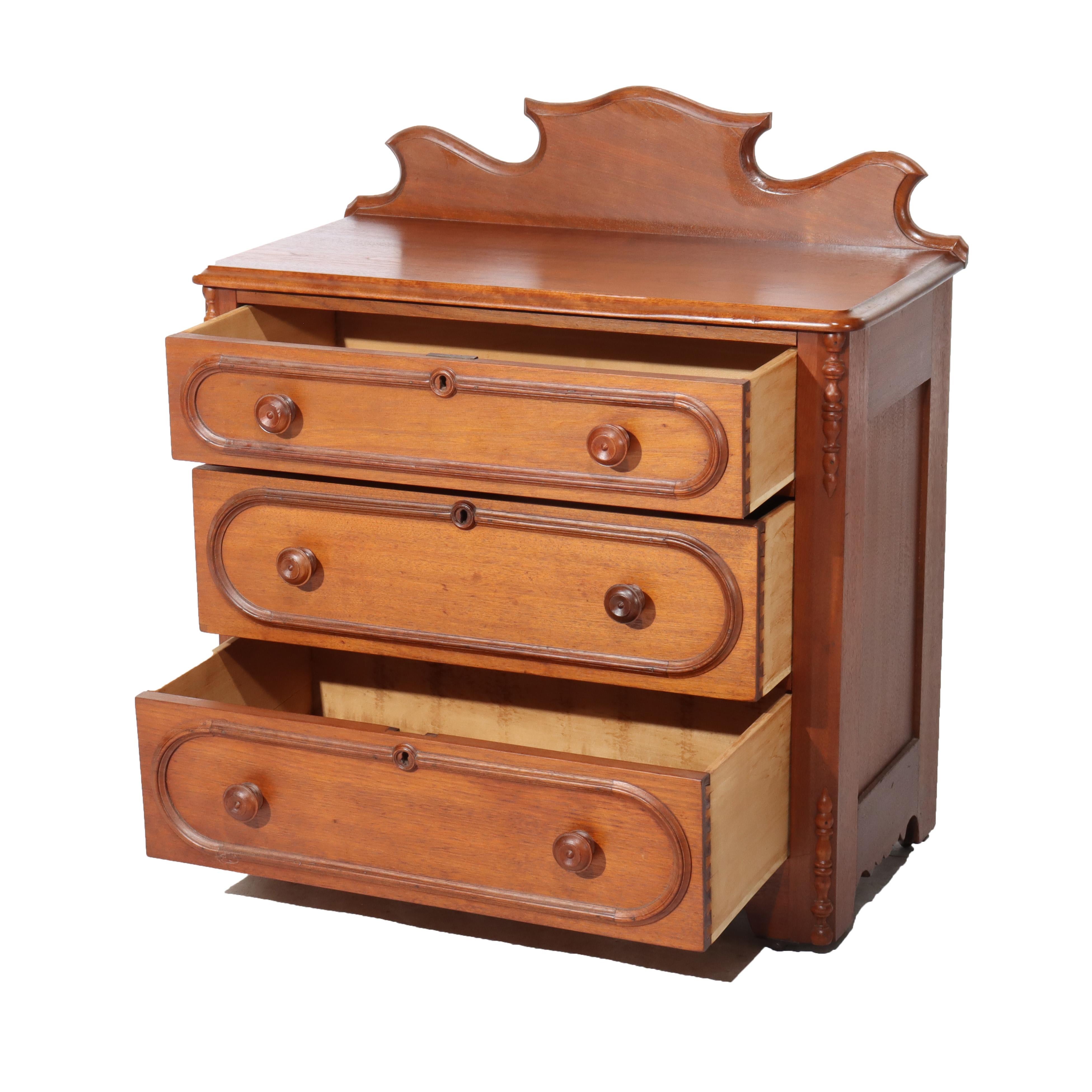 Antique Victorian Walnut Three Drawer Commode C1890
Measures - 33.5