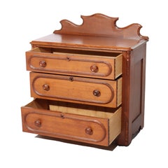 Antique Victorian Walnut Three Drawer Commode C1890