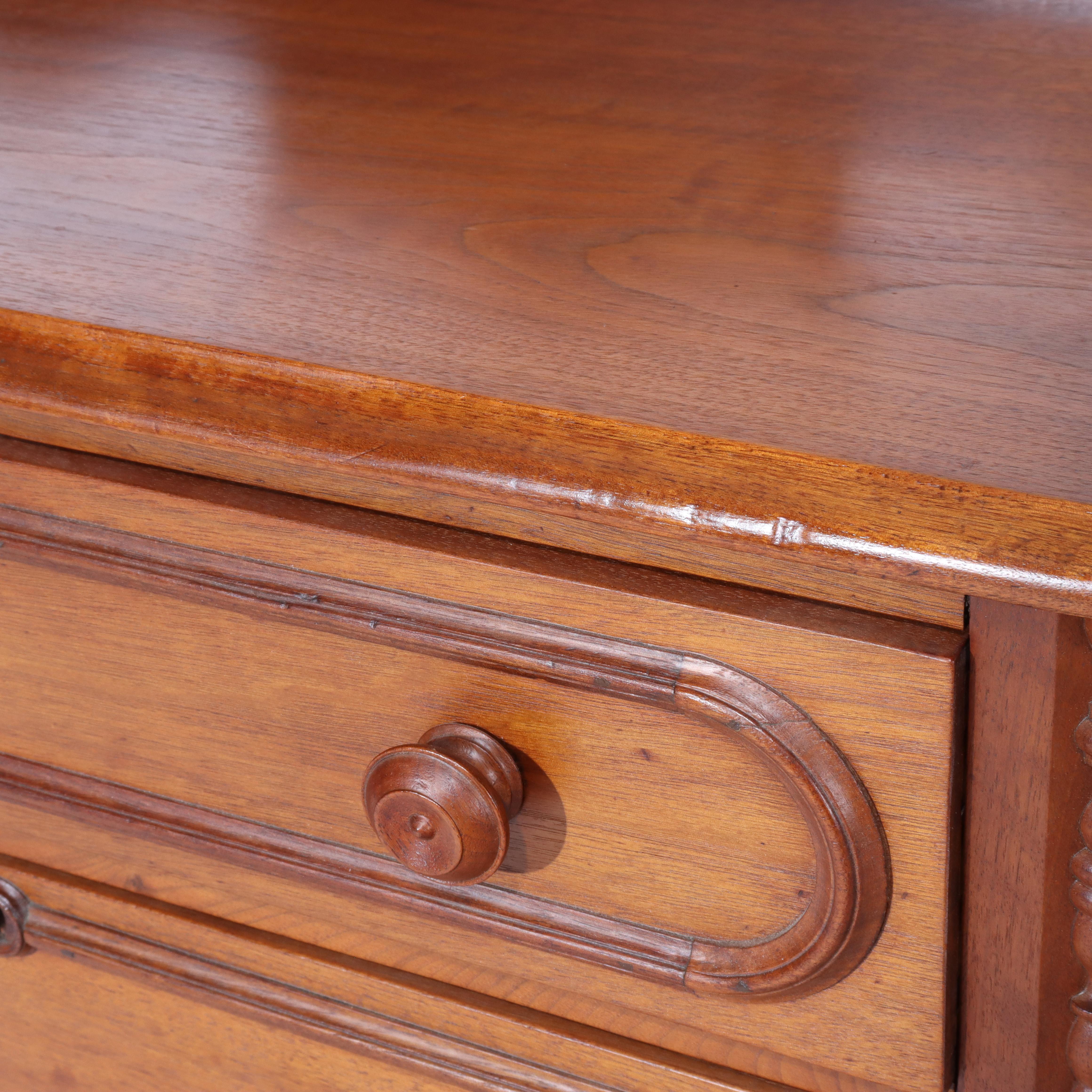 Antique Victorian Walnut Three Drawer Commode C1890 For Sale 1