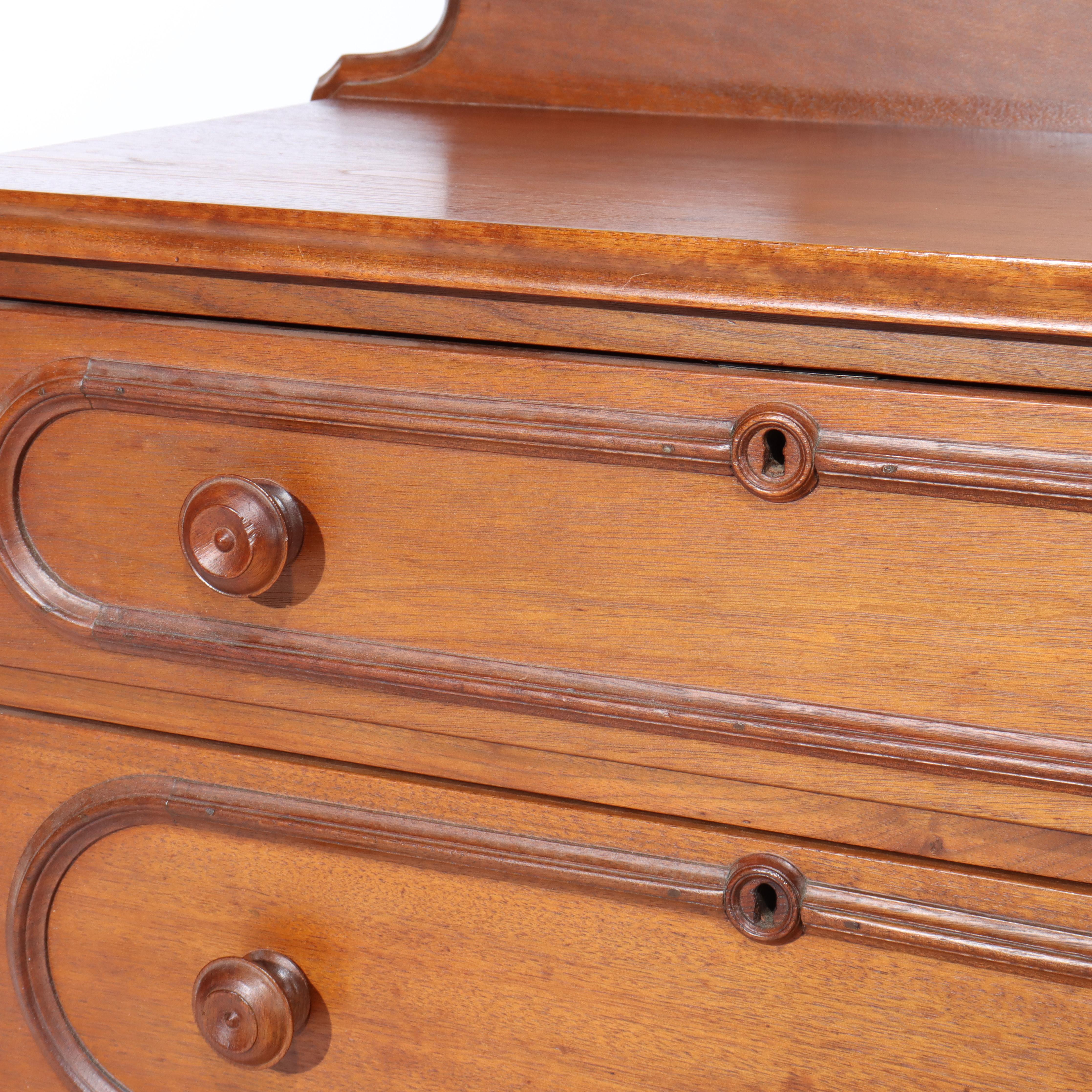 Antique Victorian Walnut Three Drawer Commode C1890 For Sale 3