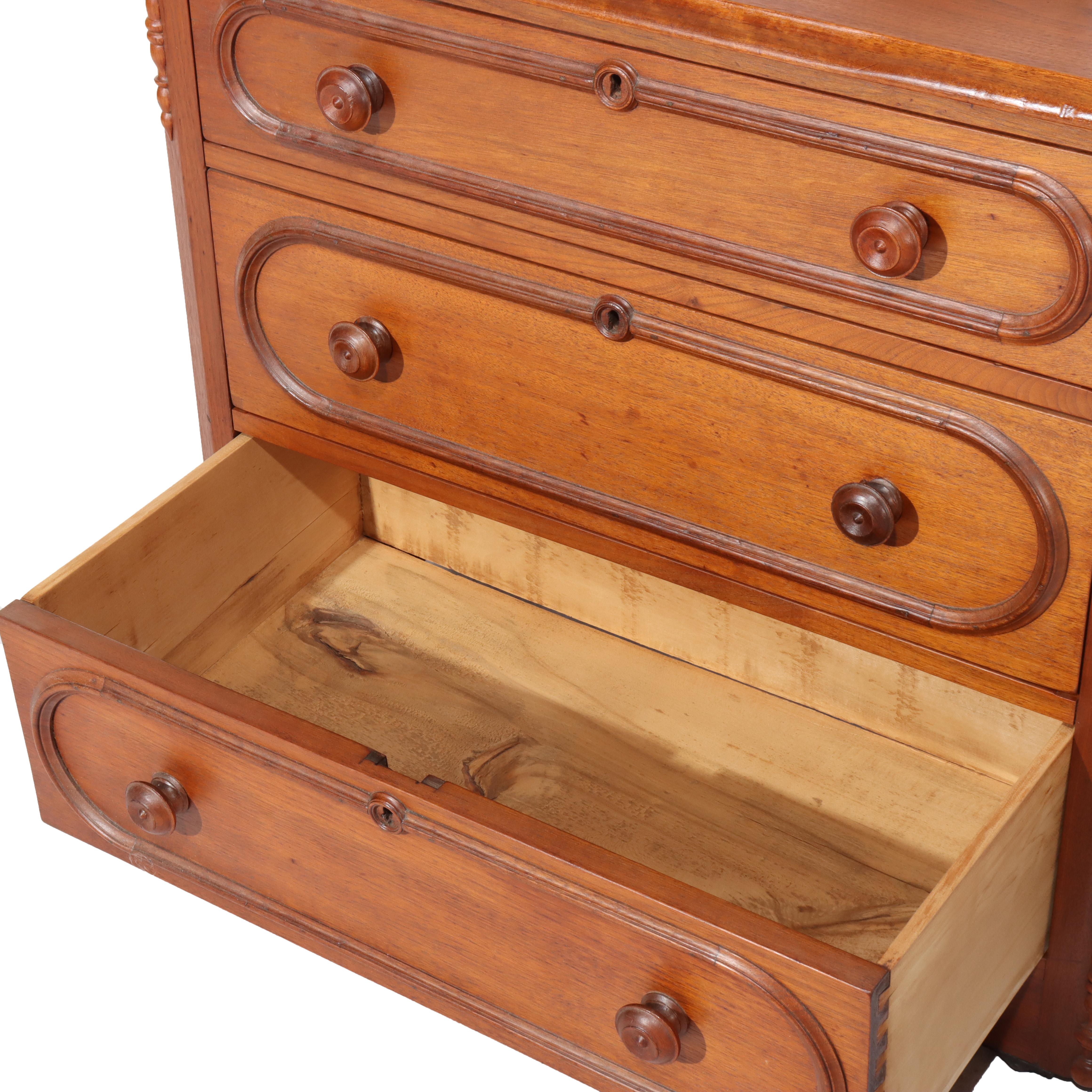 Antique Victorian Walnut Three Drawer Commode C1890 For Sale 4