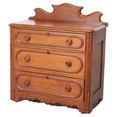 Antique Victorian Walnut Three Drawer Commode C1890