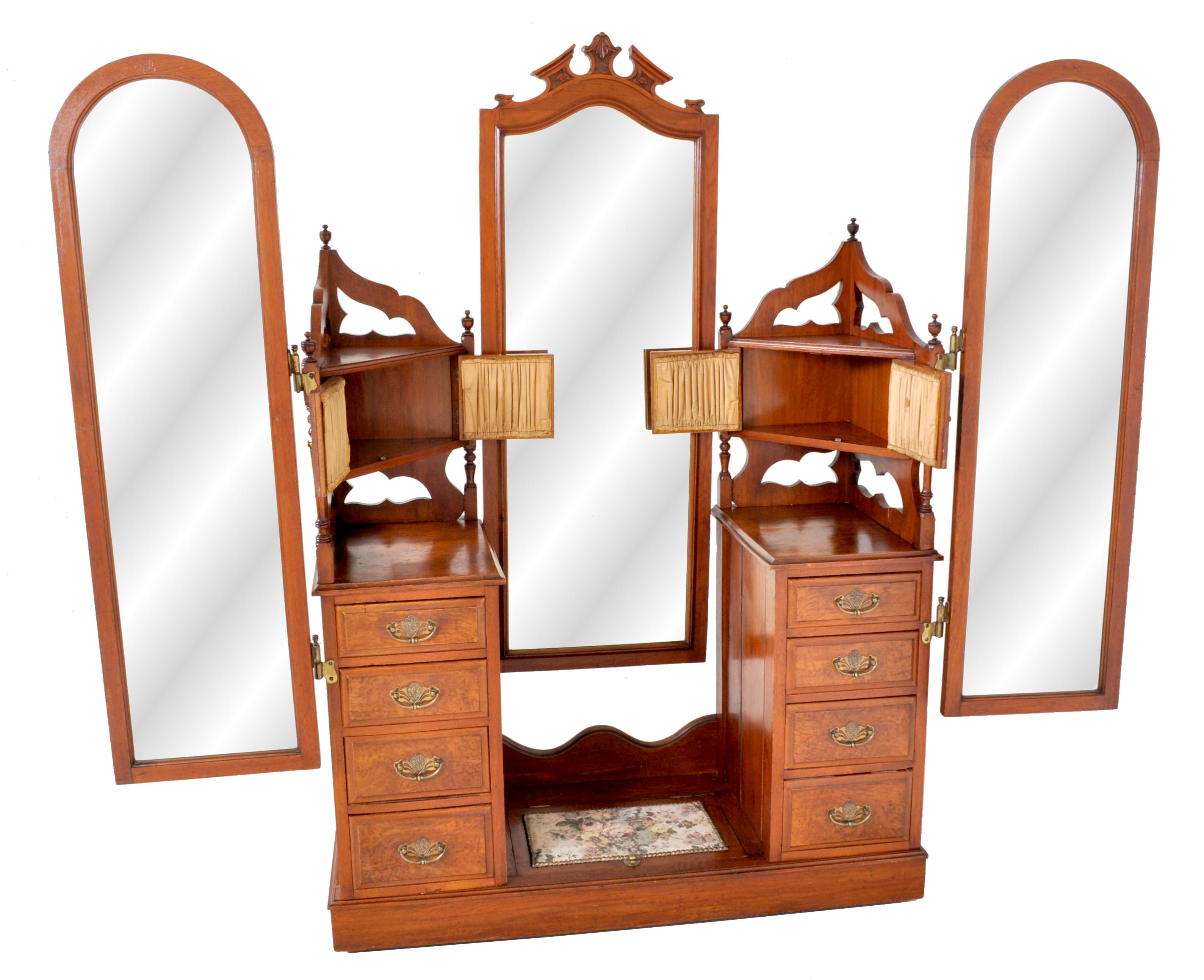 tresanti alexandra double pedestal vanity table with led lighted mirror
