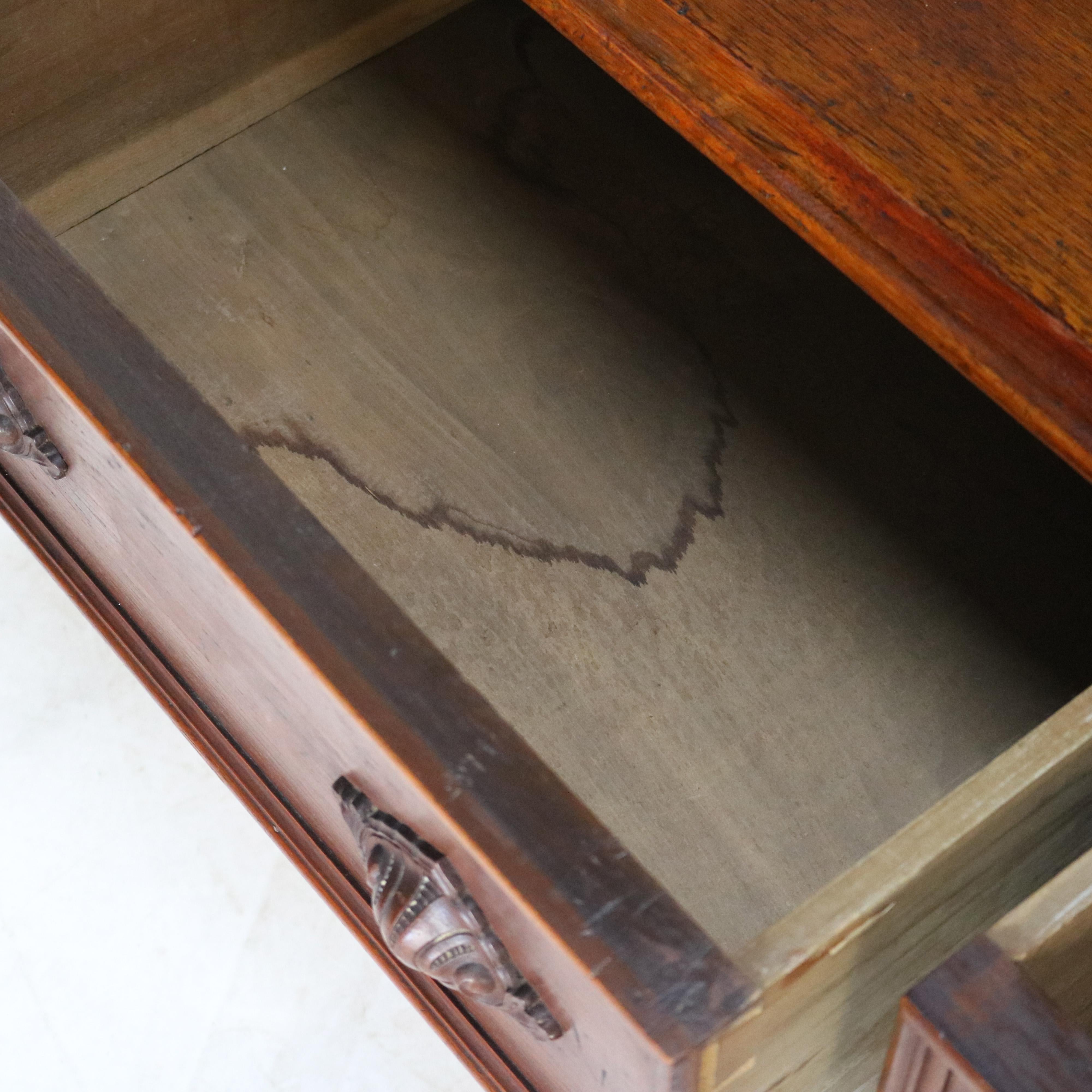 Antique Victorian Walnut Two Door Two Drawer Step Back Bookcase C1890 11