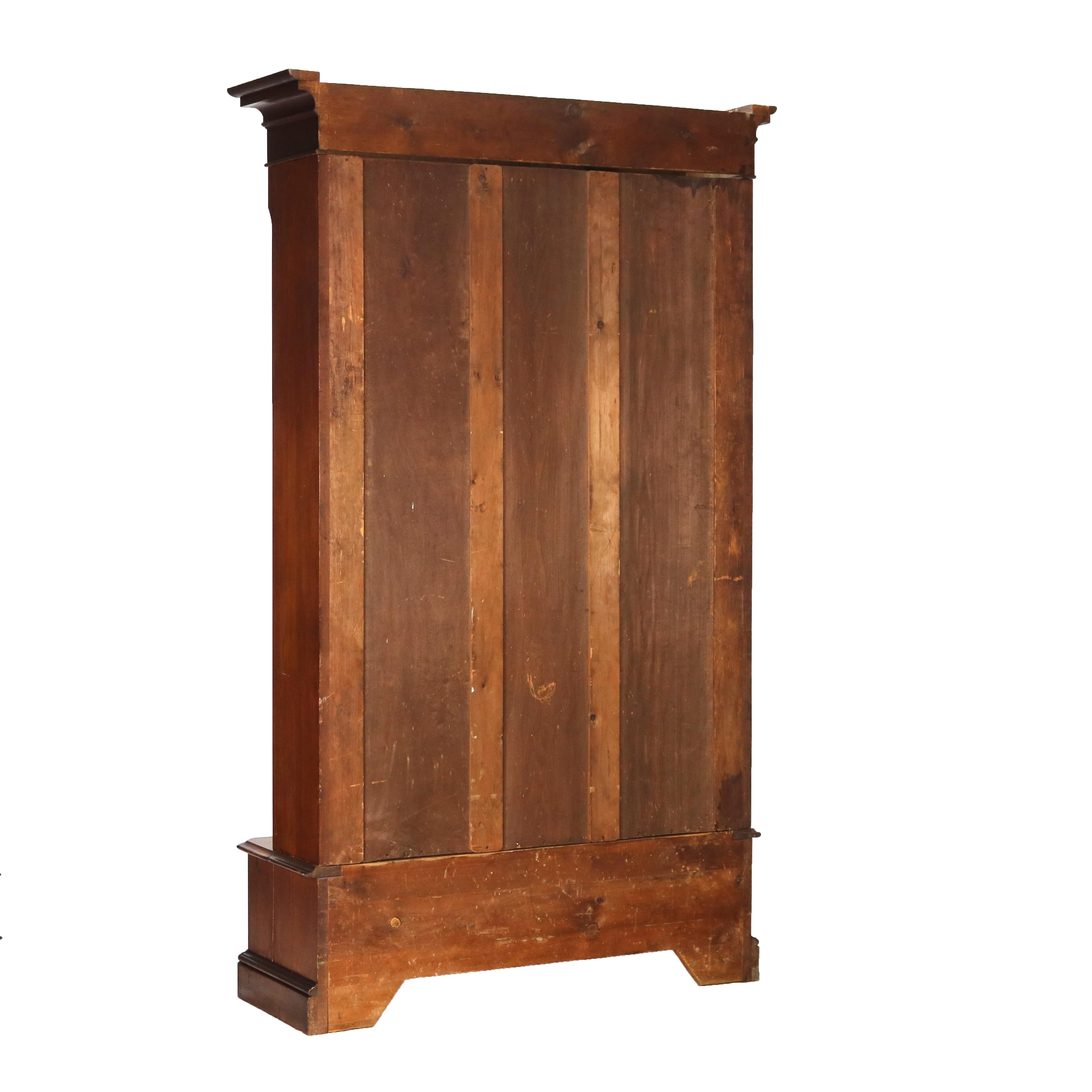 Antique Victorian Walnut Two Door Two Drawer Step Back Bookcase C1890 12