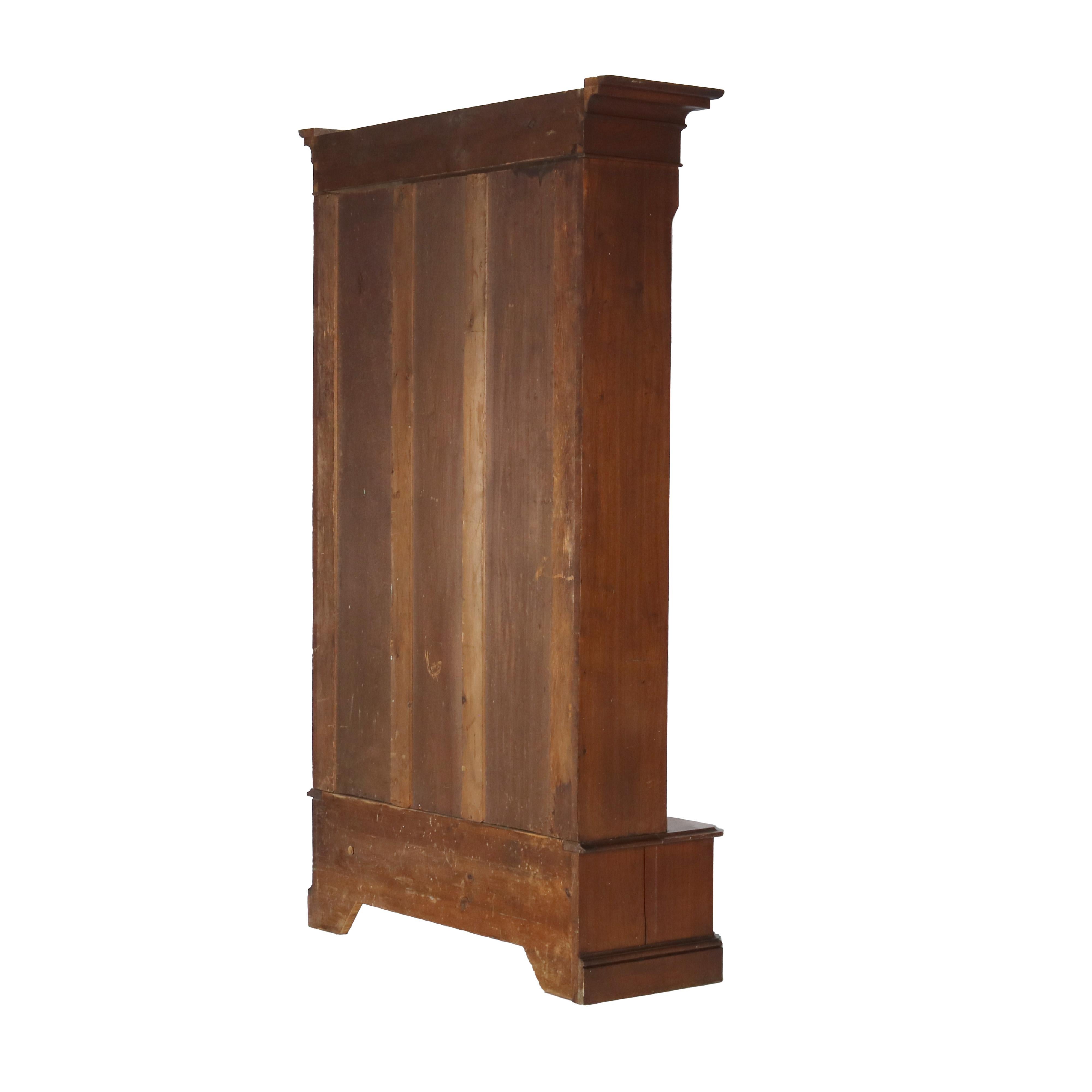 Antique Victorian Walnut Two Door Two Drawer Step Back Bookcase C1890 14