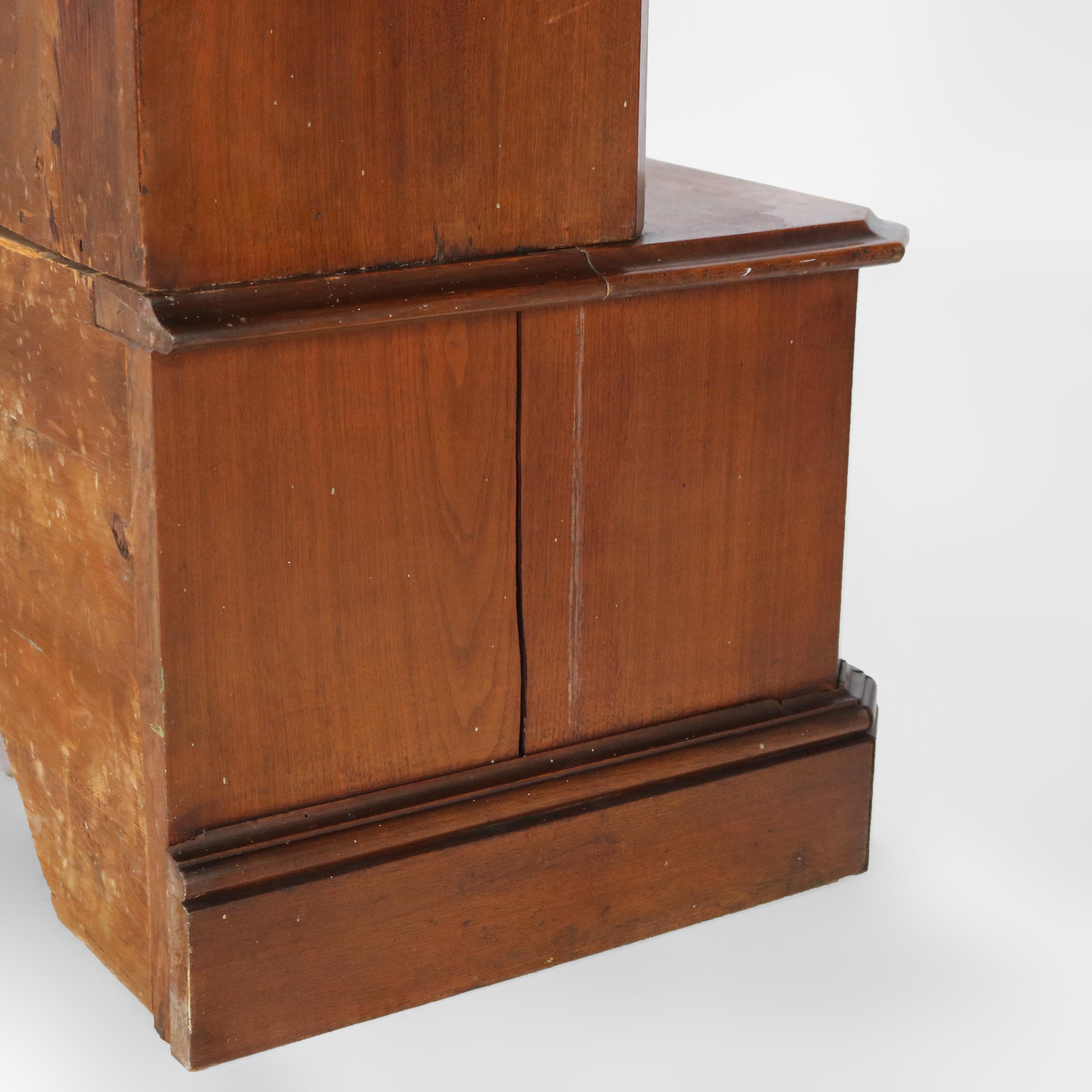 Antique Victorian Walnut Two Door Two Drawer Step Back Bookcase C1890 15