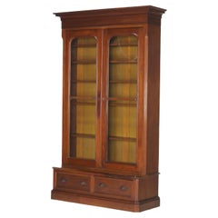 Antique Victorian Walnut Two Door Two Drawer Step Back Bookcase C1890