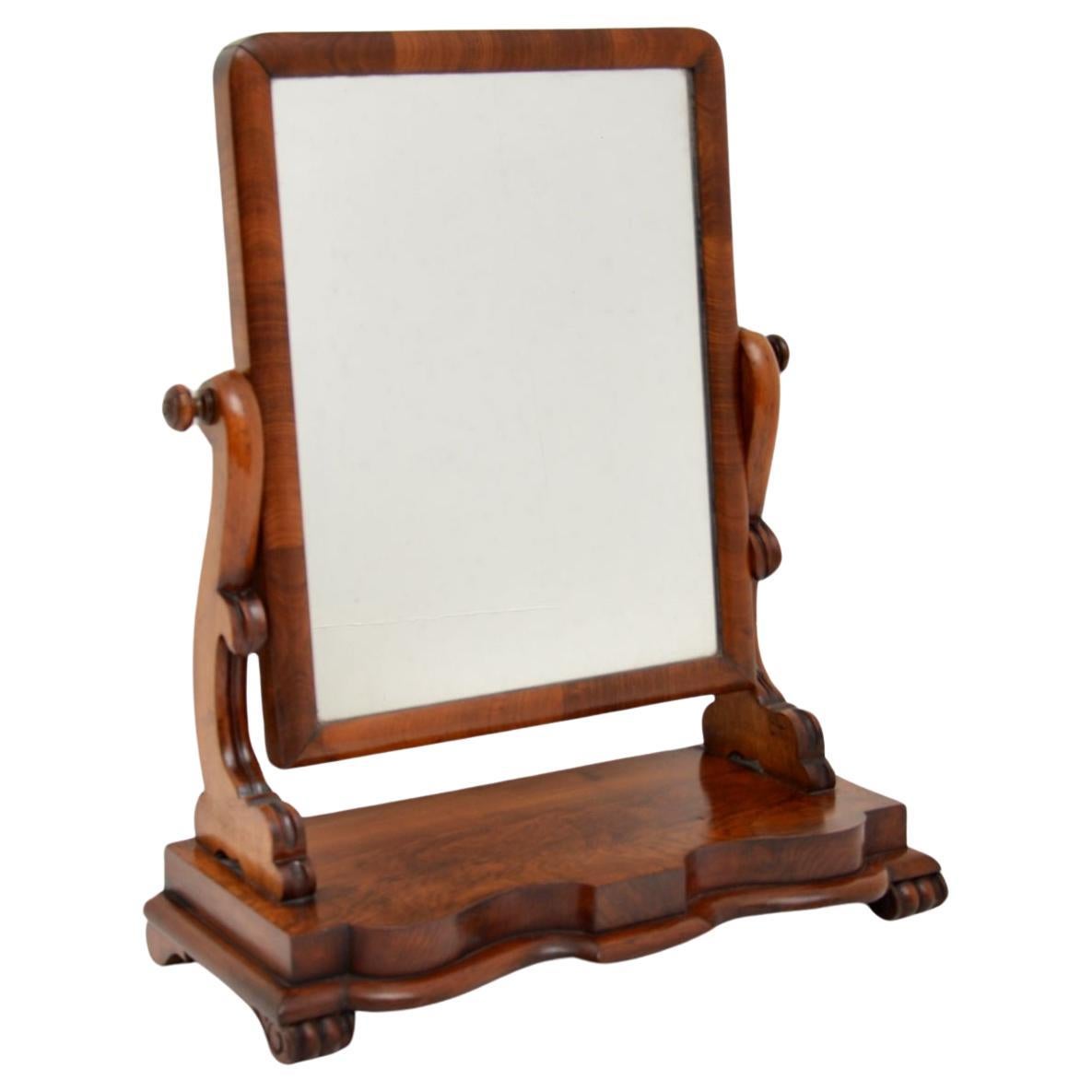Antique Victorian Walnut Vanity Mirror For Sale