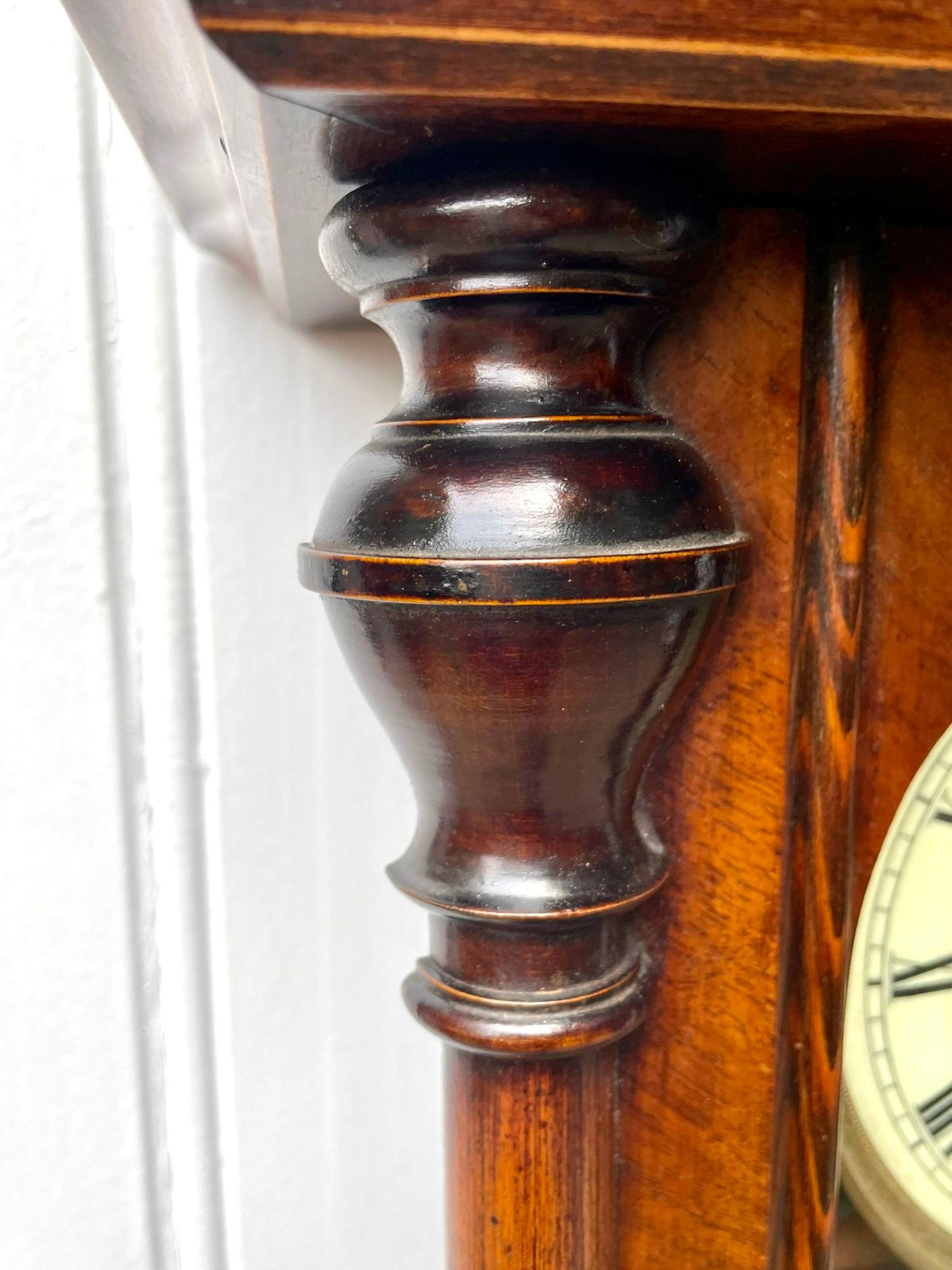 Antique Victorian Walnut Vienna Wall Clock For Sale 2