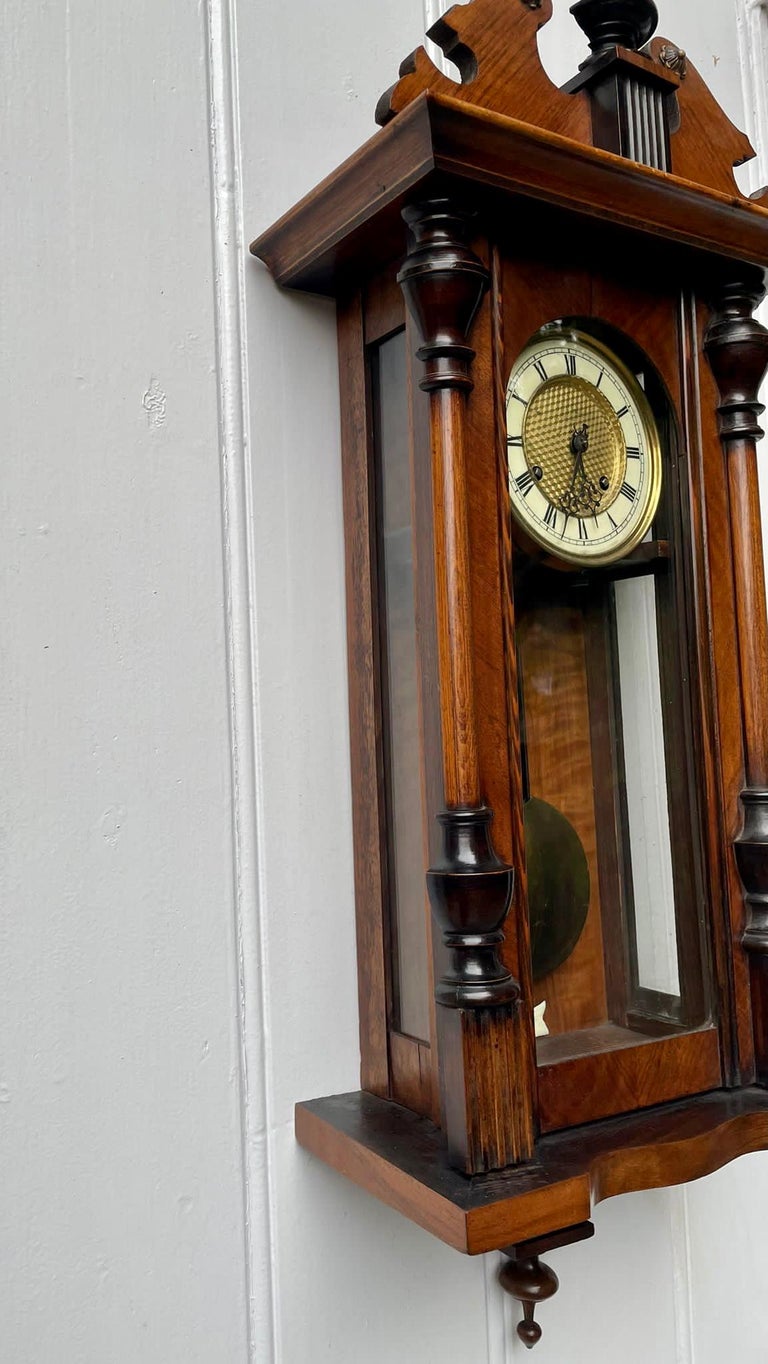 Antique Victorian Walnut Vienna Wall Clock For Sale at 1stDibs