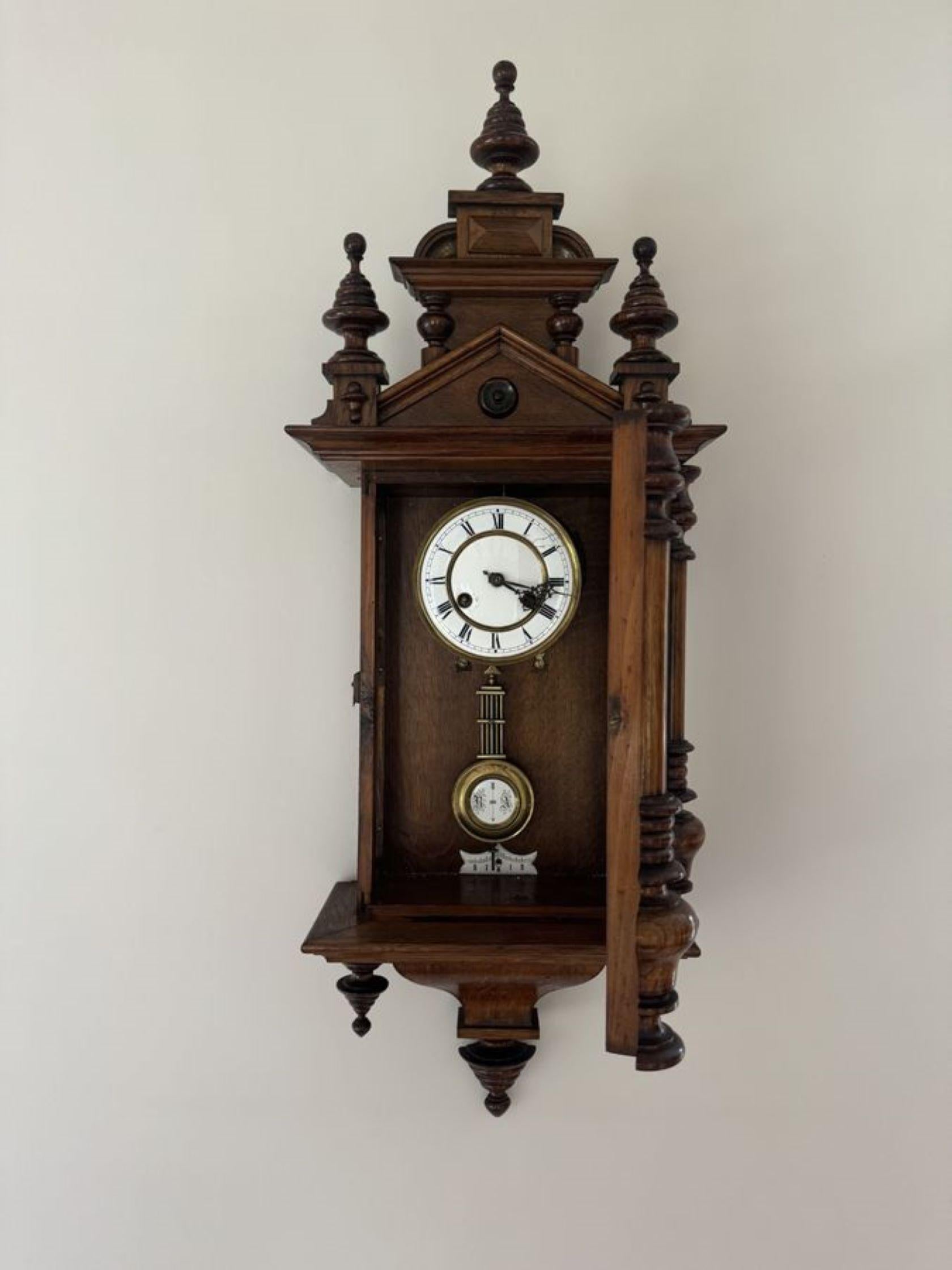 Antique Victorian walnut Vienna wall clock In Good Condition In Ipswich, GB
