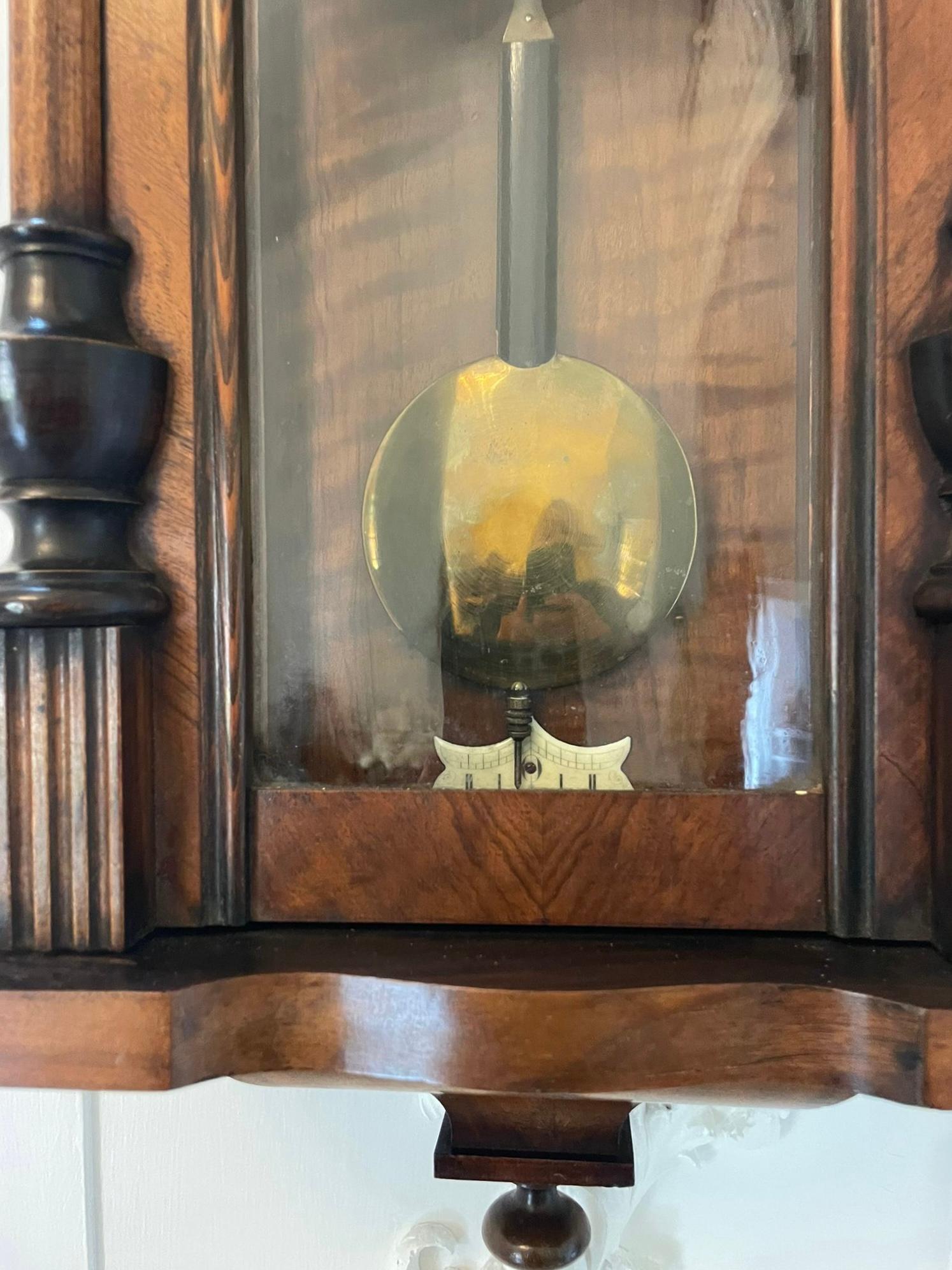 Antique Victorian Walnut Vienna Wall Clock For Sale 1