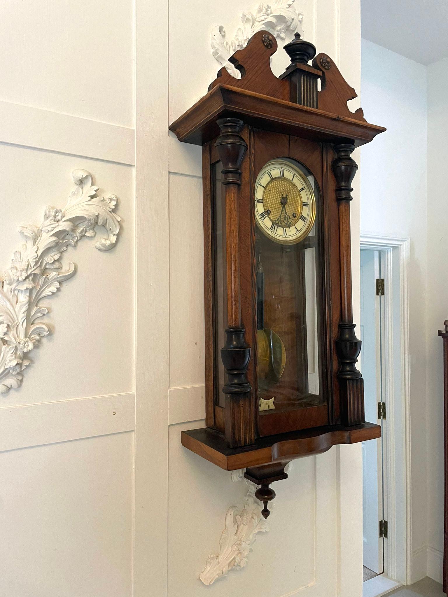Antique Victorian Walnut Vienna Wall Clock For Sale 3