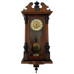 Antique Victorian Walnut Vienna Wall Clock