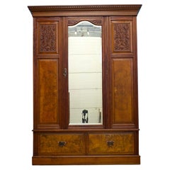 Antique Victorian Walnut Wardrobe, 1890s