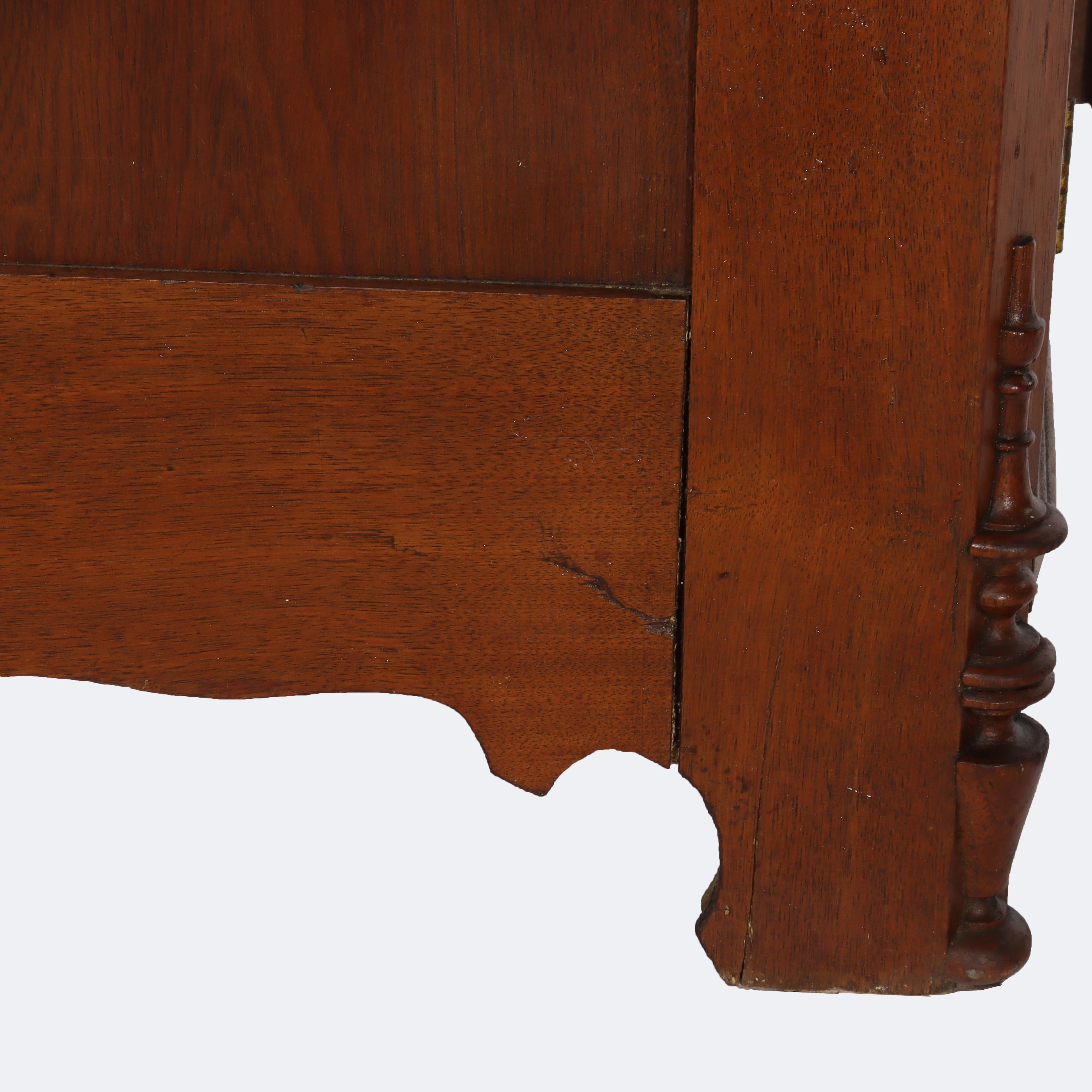Antique Victorian Walnut Washstand with Backsplash & Carved Pulls C1900 For Sale 6