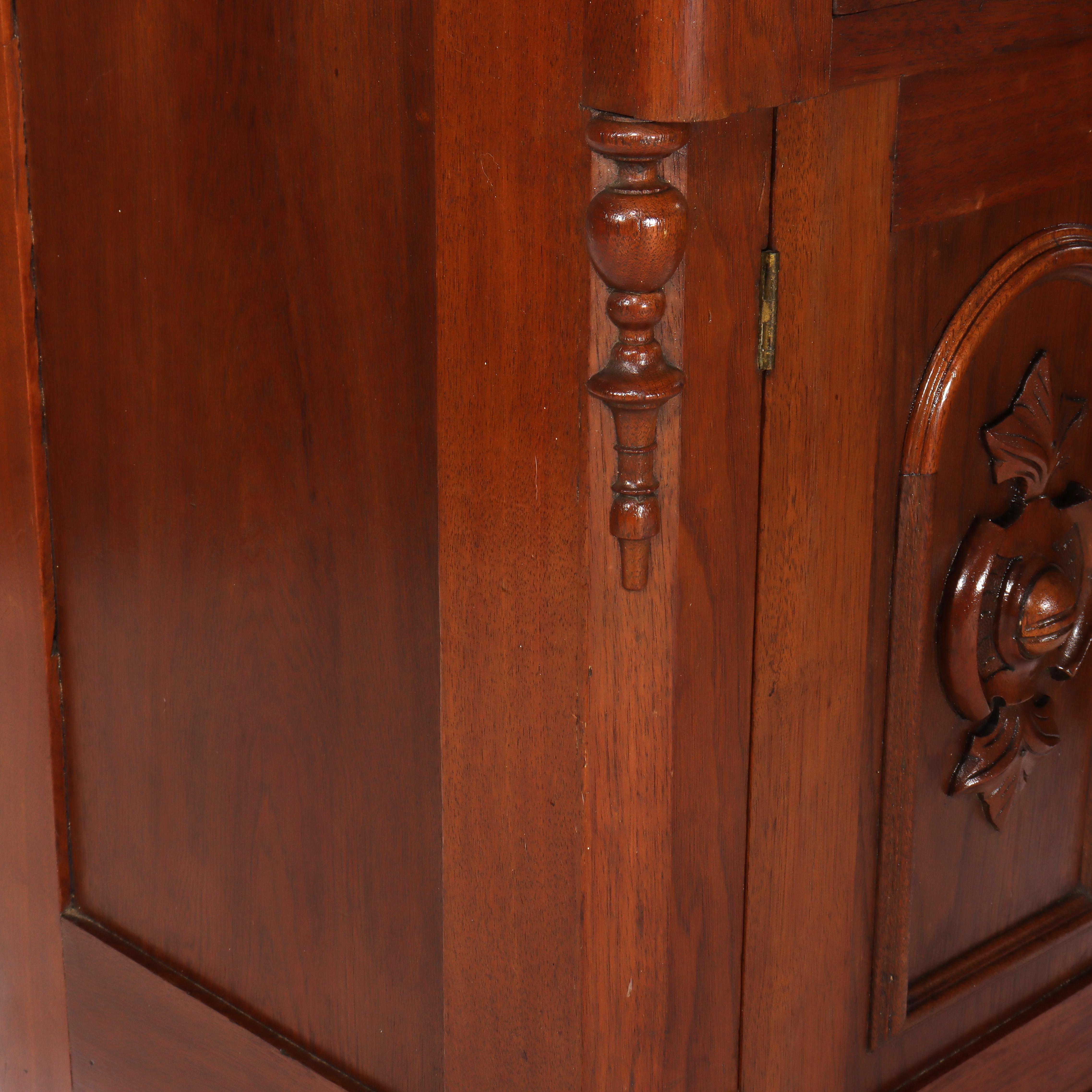 Antique Victorian Walnut Washstand with Backsplash & Carved Pulls C1900 For Sale 10