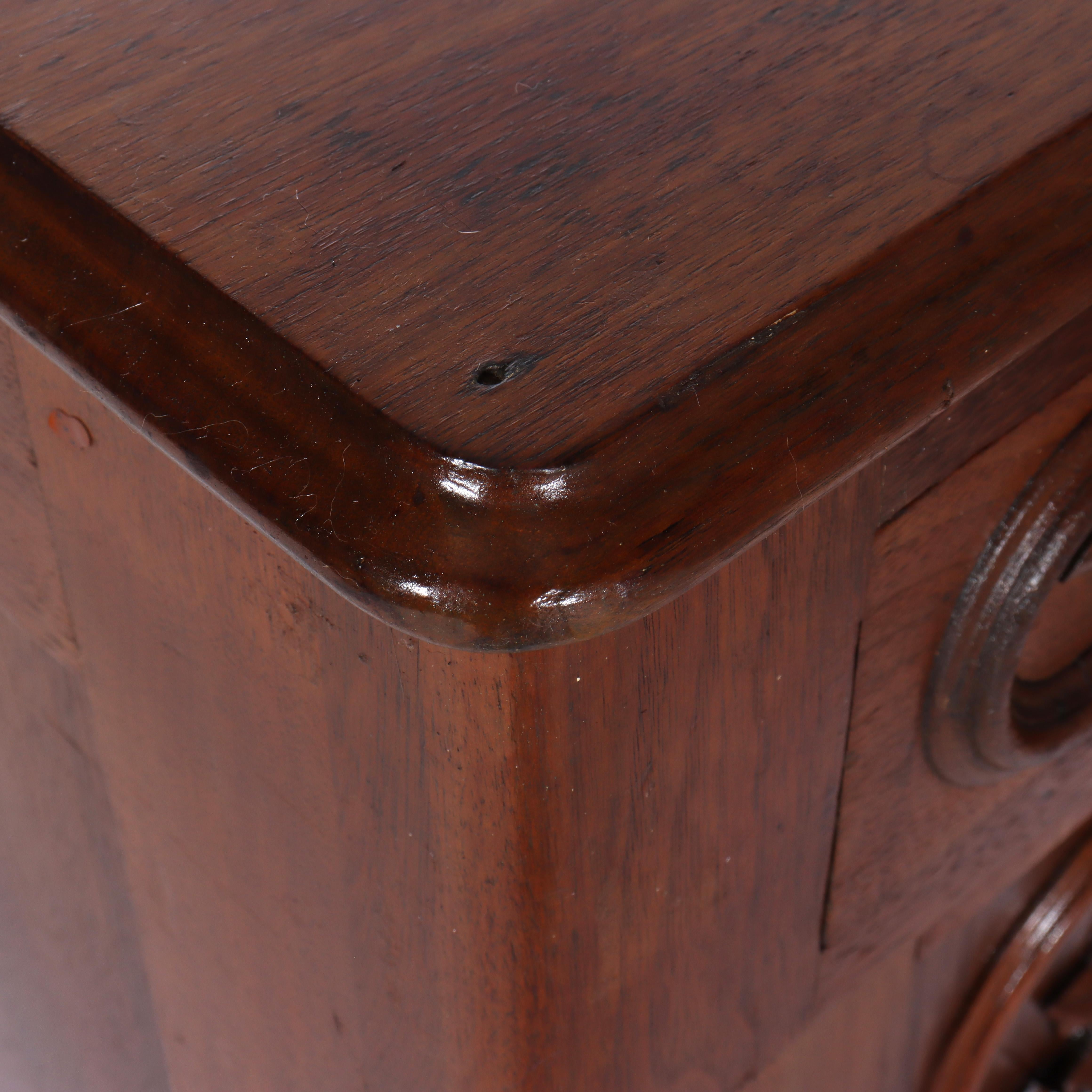 Antique Victorian Walnut Washstand with Backsplash & Carved Pulls C1900 For Sale 11