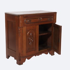 Antique Victorian Walnut Washstand with Carved Pulls C1900