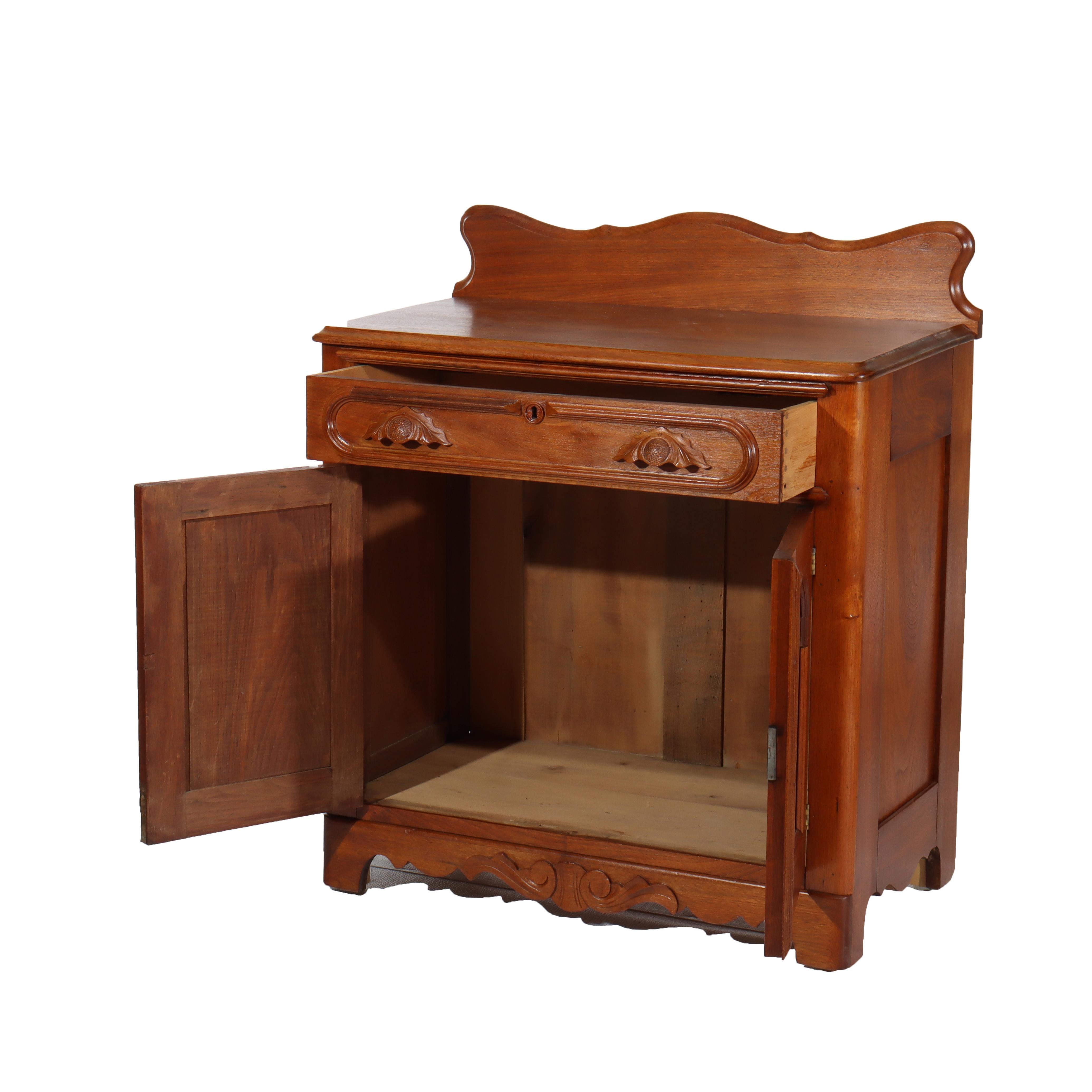 Antique Victorian Walnut Washstand With Backsplash & Carved Pulls C1900
Measures - 34 1/2