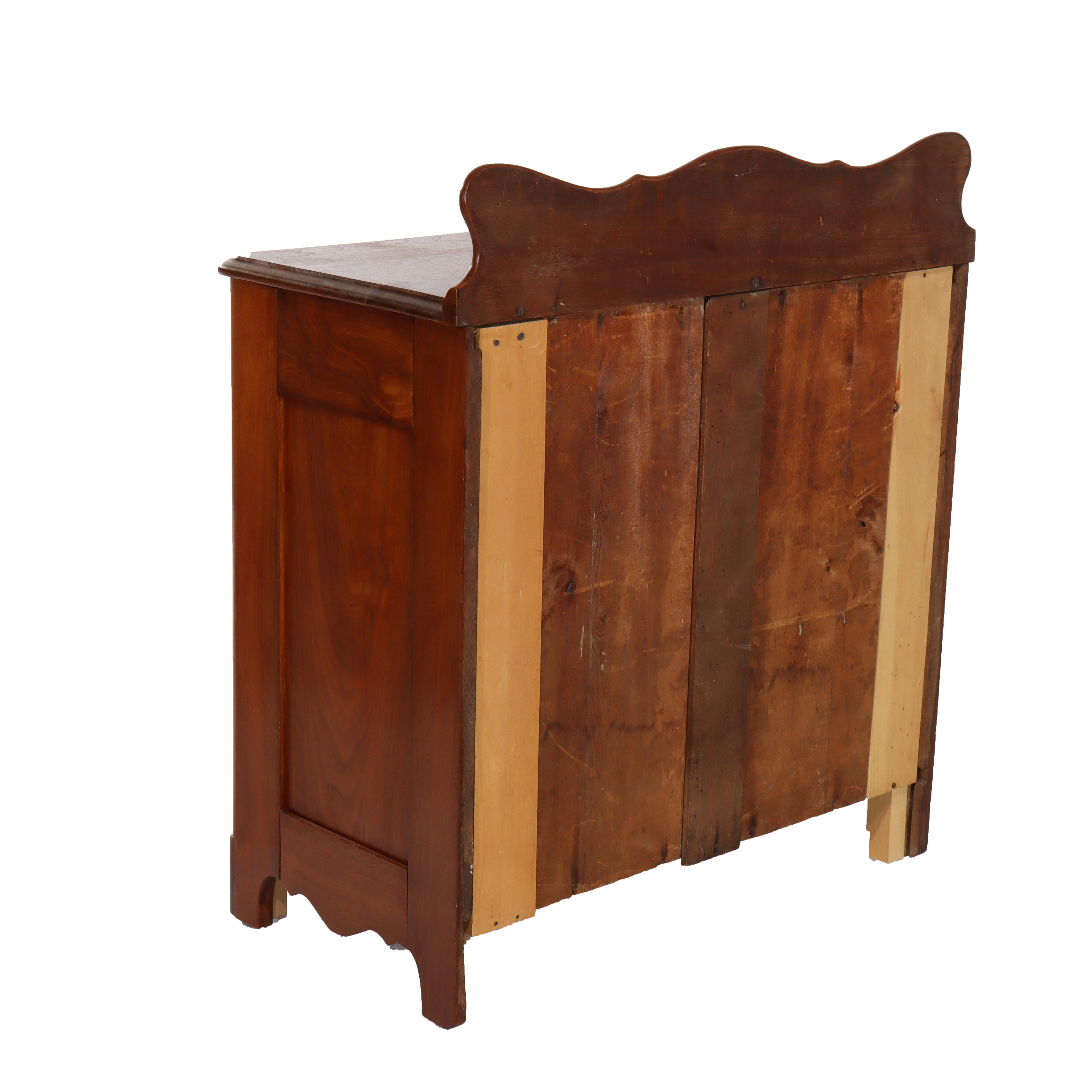 Antique Victorian Walnut Washstand With Backsplash & Carved Pulls c1900 For Sale 1