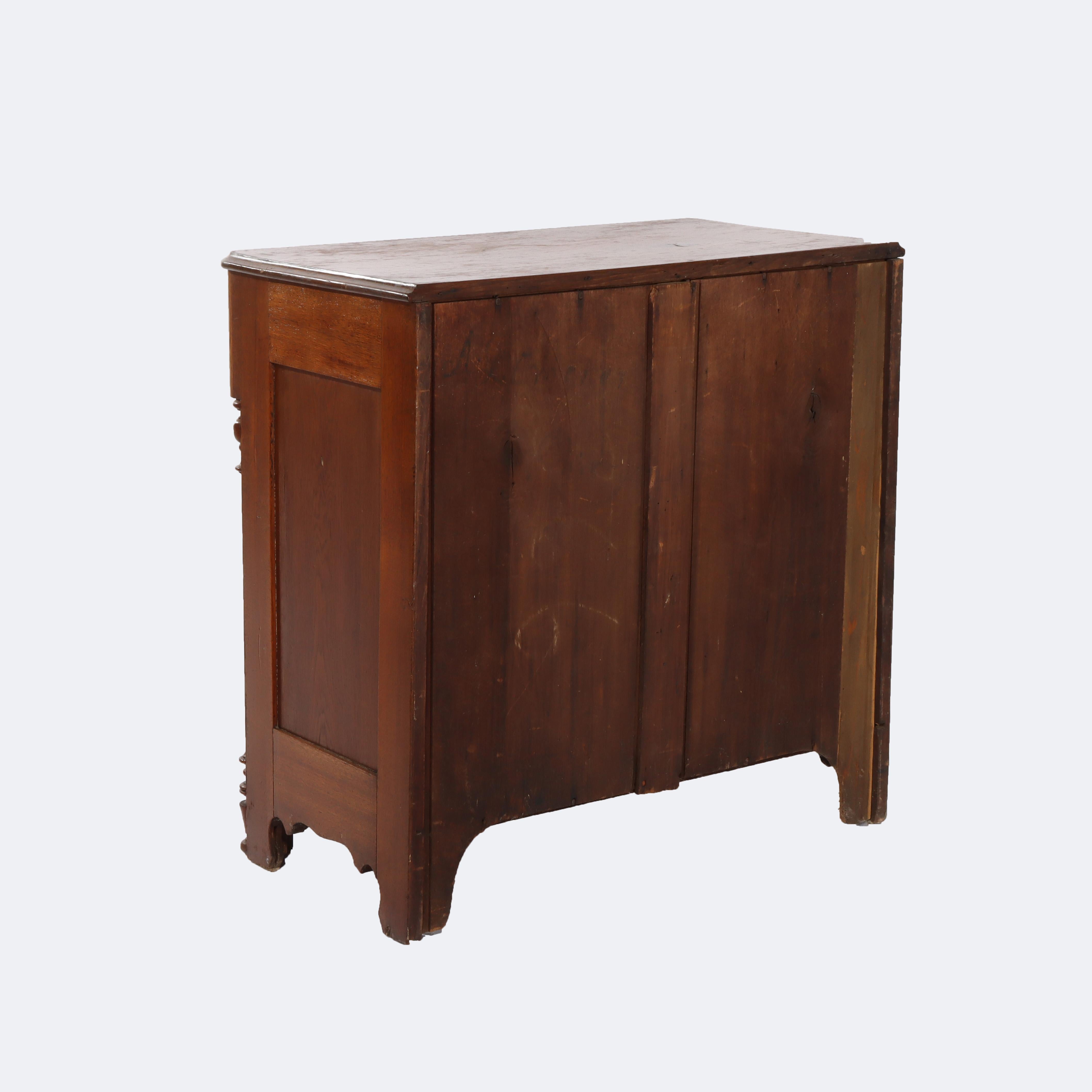Antique Victorian Walnut Washstand with Backsplash & Carved Pulls C1900 For Sale 1
