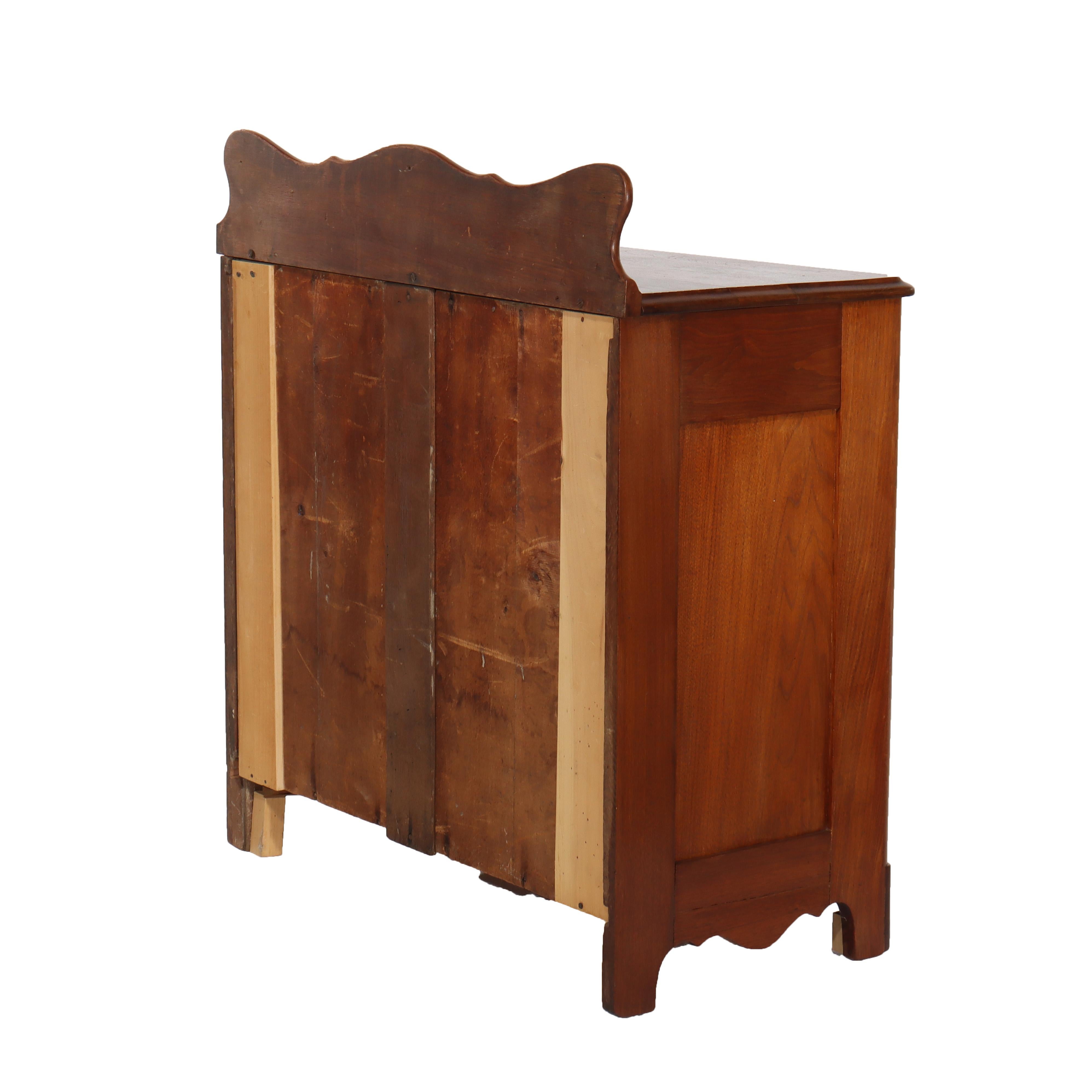 Antique Victorian Walnut Washstand With Backsplash & Carved Pulls c1900 For Sale 2
