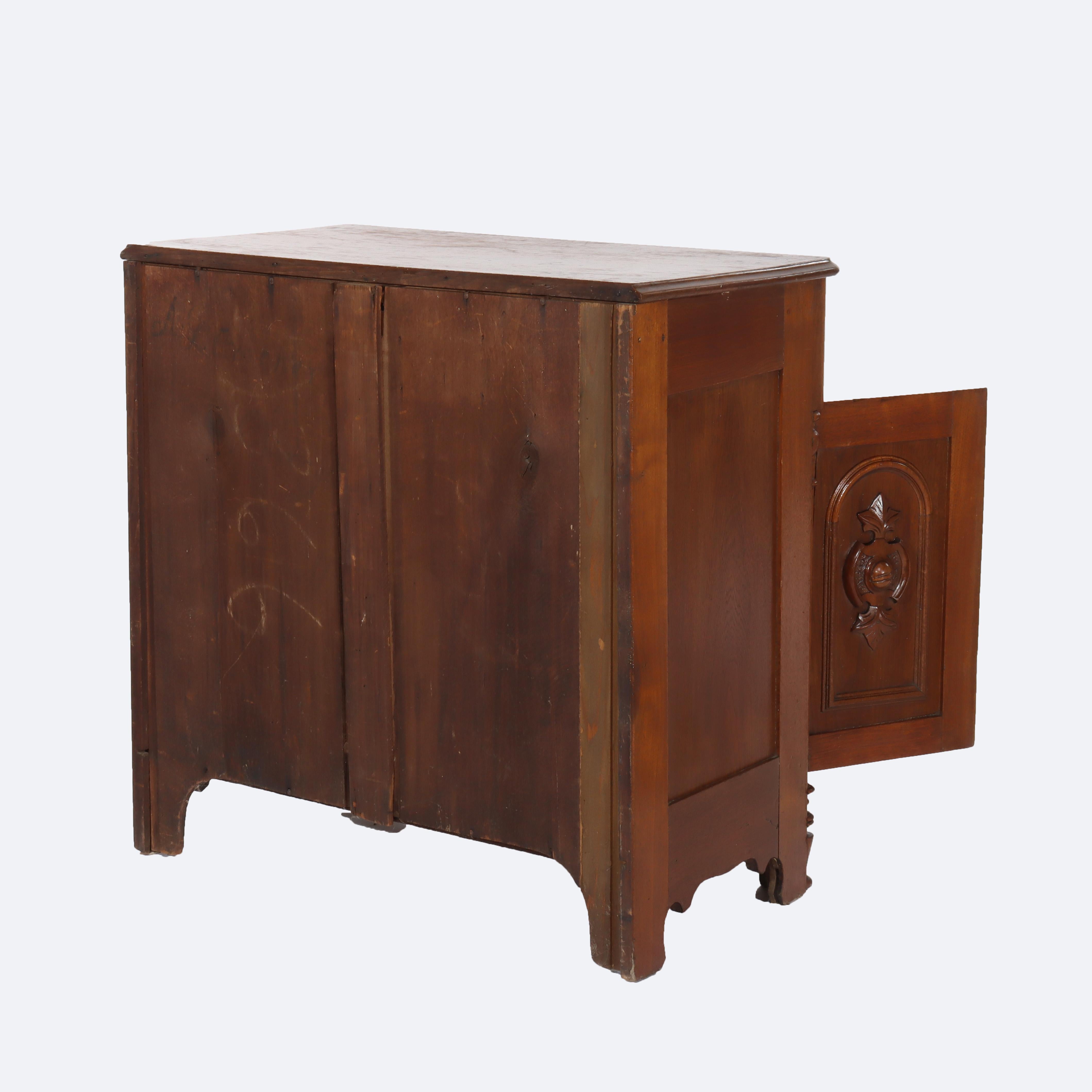 Antique Victorian Walnut Washstand with Backsplash & Carved Pulls C1900 For Sale 2