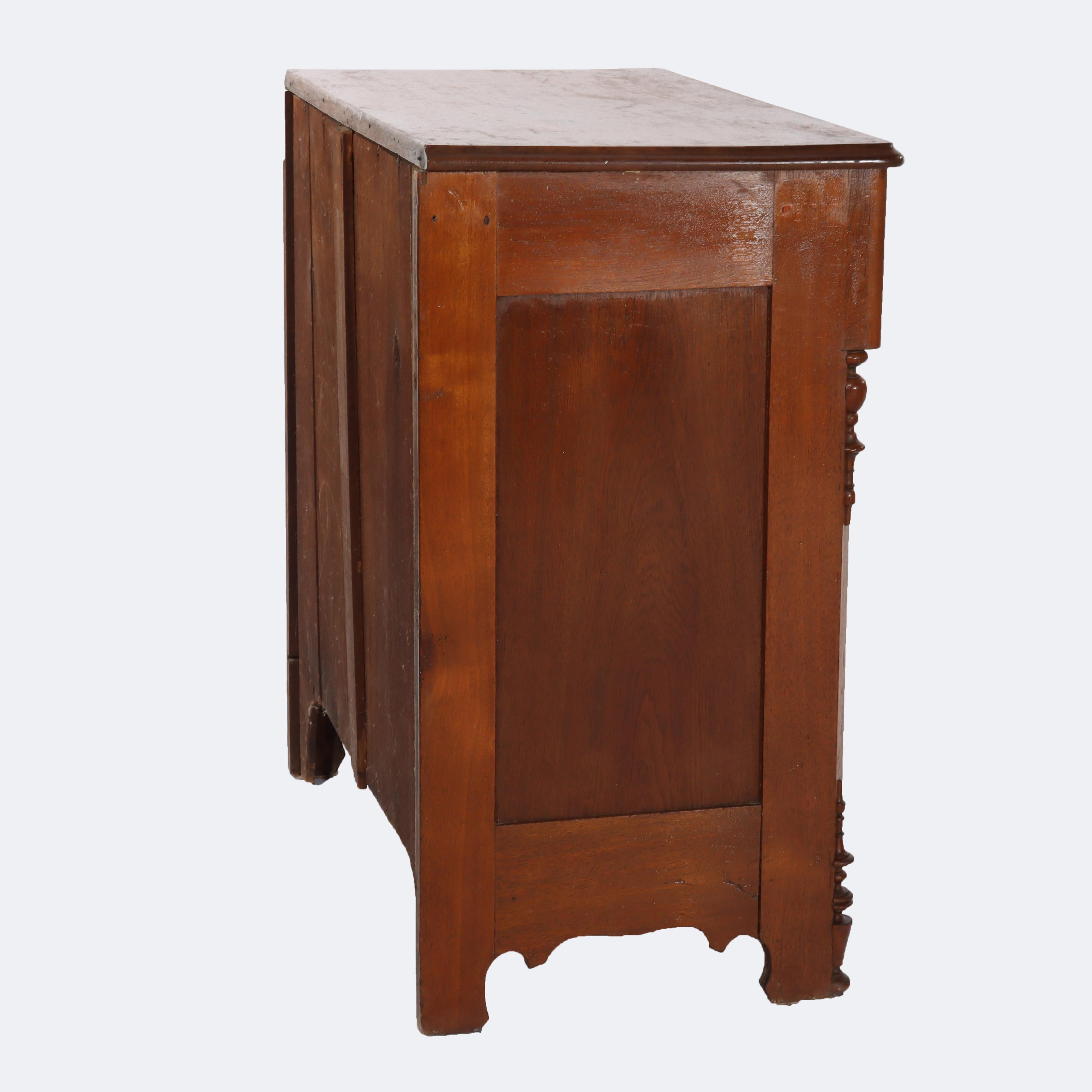 Antique Victorian Walnut Washstand with Backsplash & Carved Pulls C1900 For Sale 5