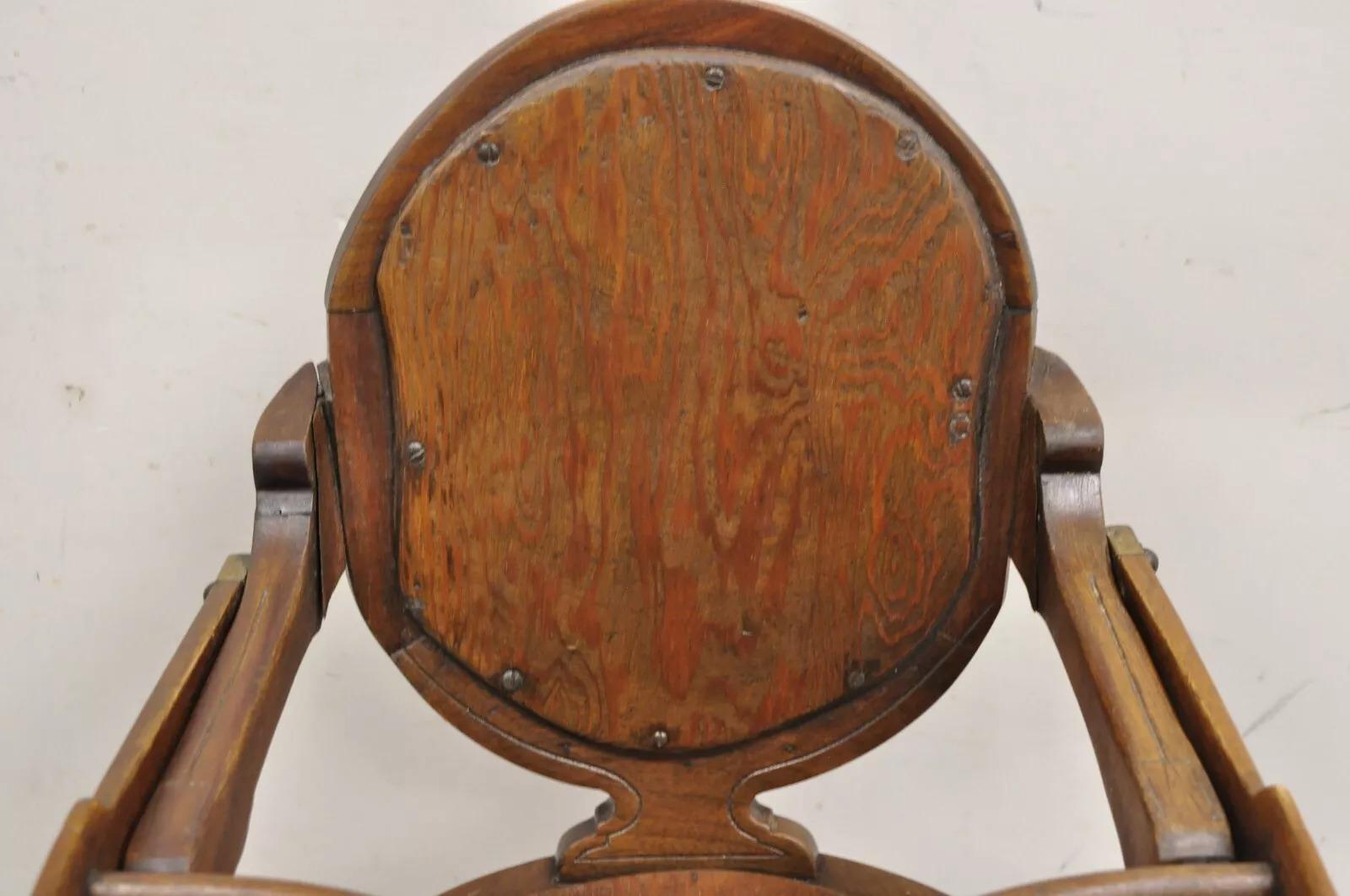 Antique Victorian Walnut Wood Convertible Combination Baby High Chair Stroller In Good Condition In Philadelphia, PA