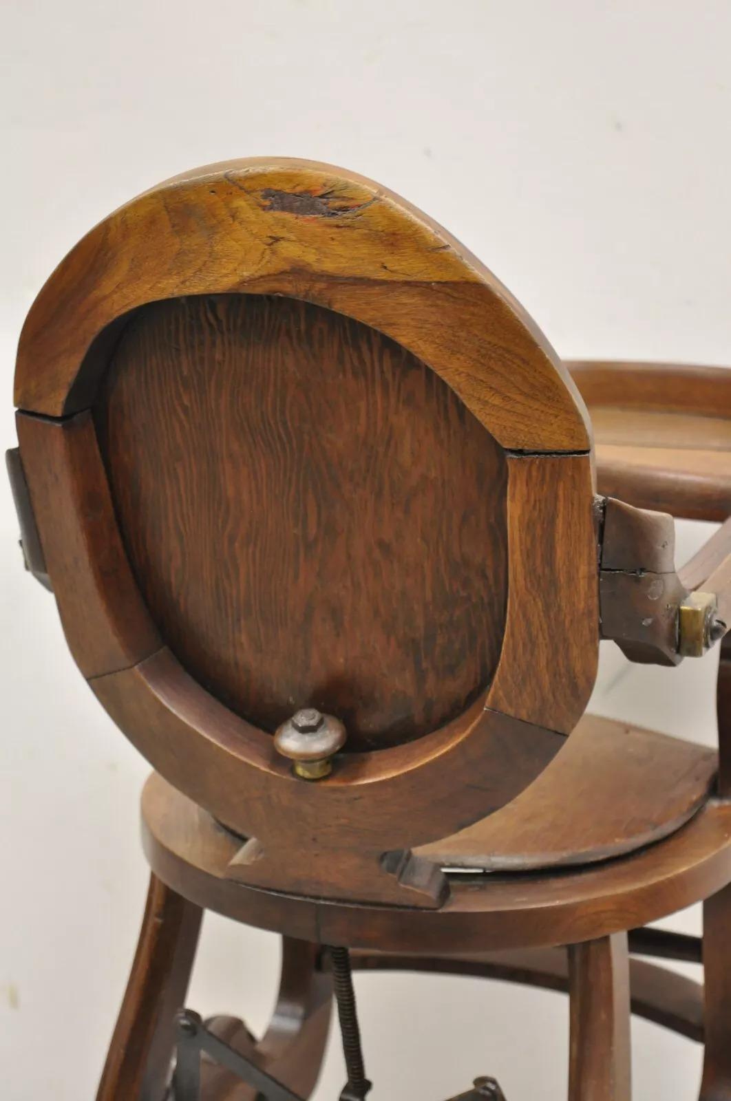 Antique Victorian Walnut Wood Convertible Combination Baby High Chair Stroller 4