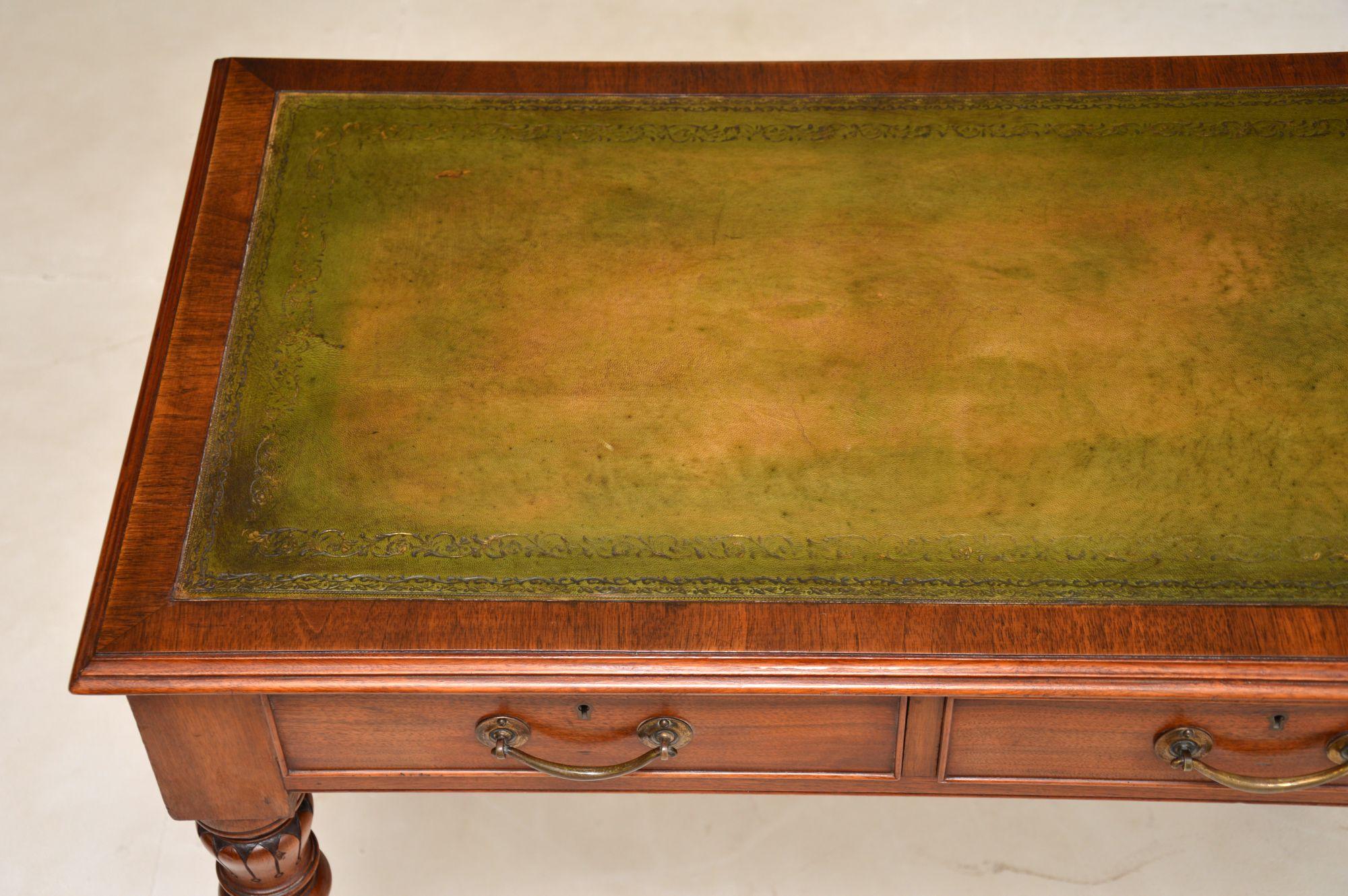 Leather Antique Victorian Walnut Writing Table / Desk