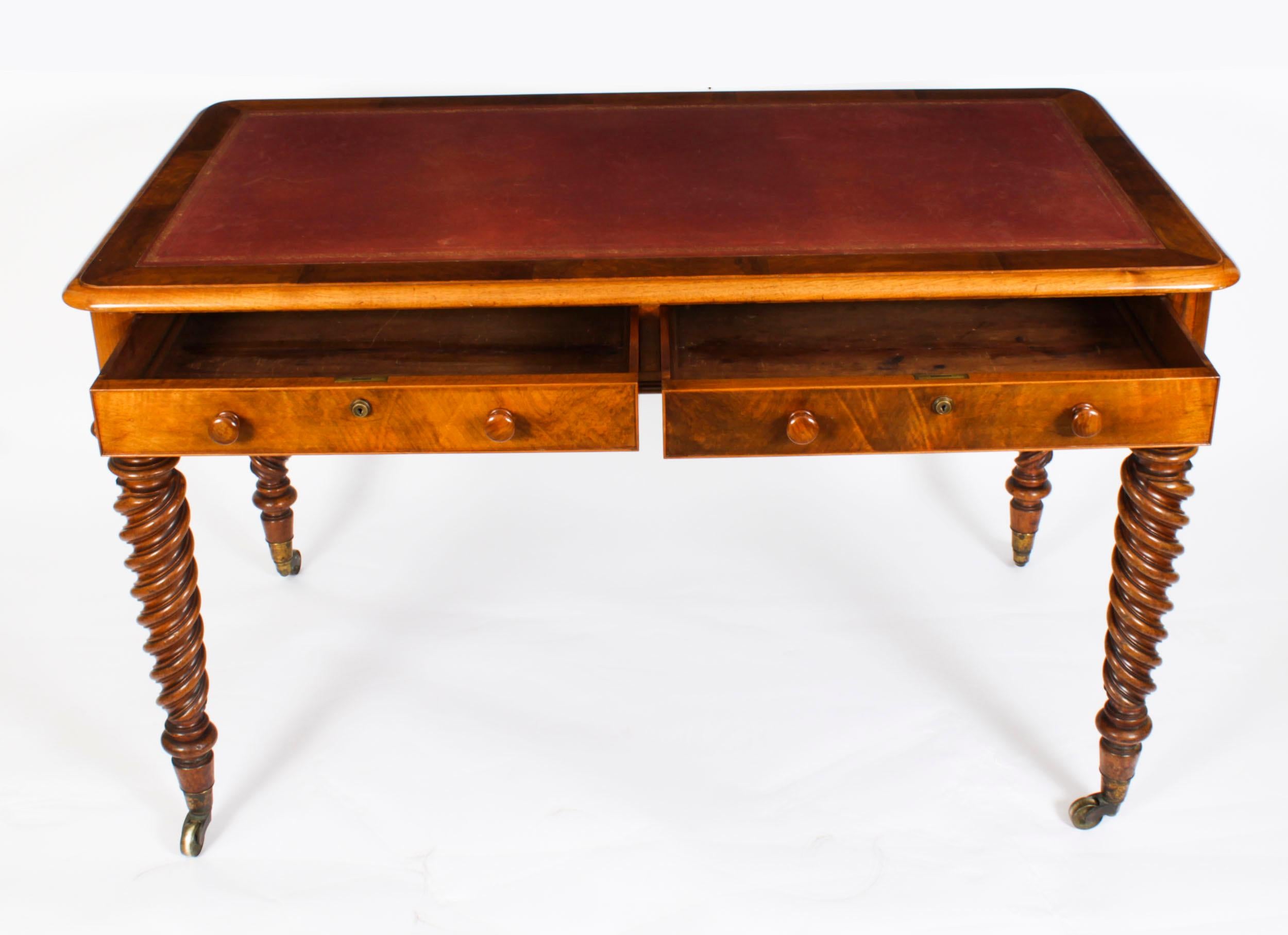 Antique Victorian Walnut Writing Table Desk Hindley & Sons 19th Century For Sale 5