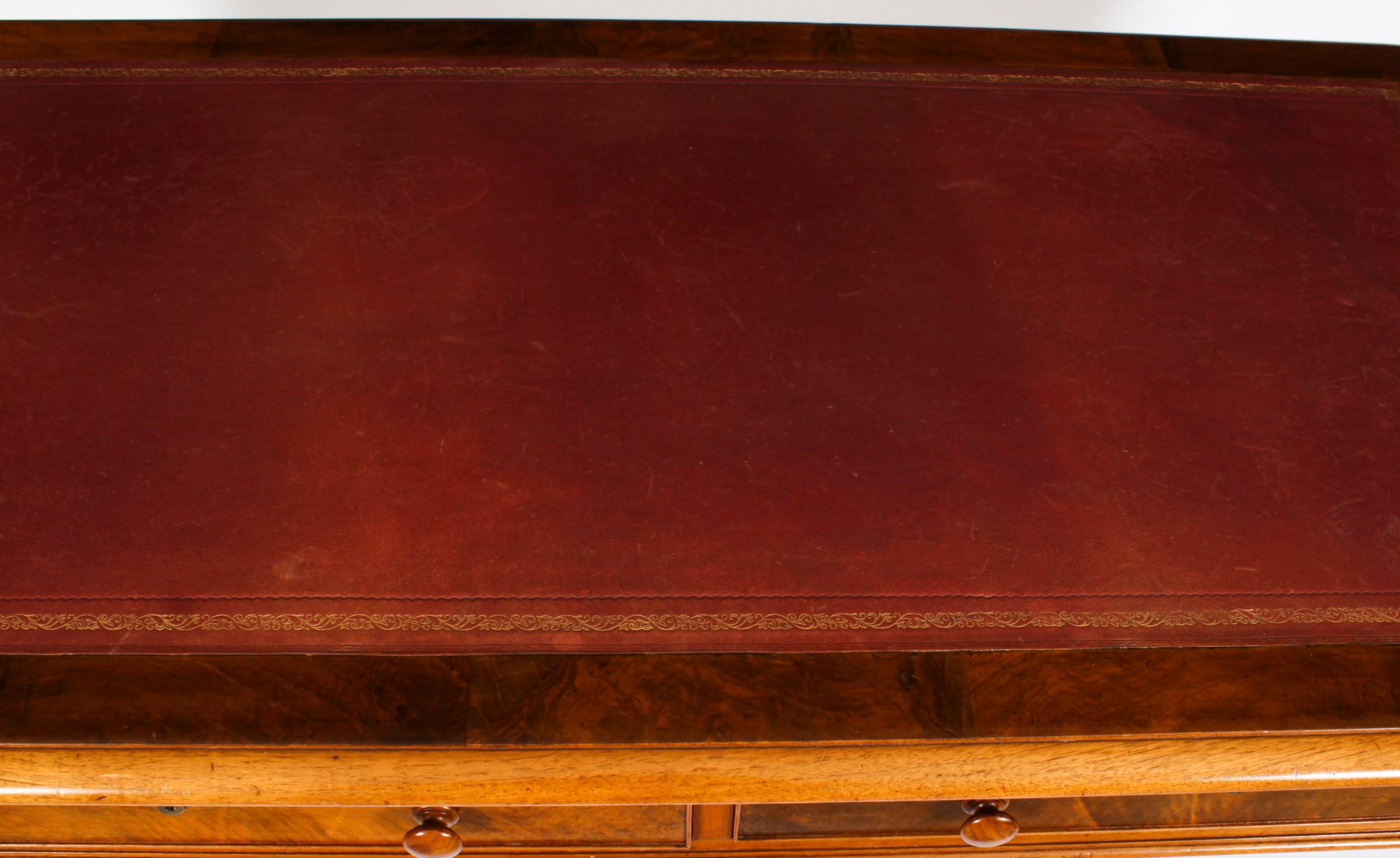 English Antique Victorian Walnut Writing Table Desk Hindley & Sons 19th Century