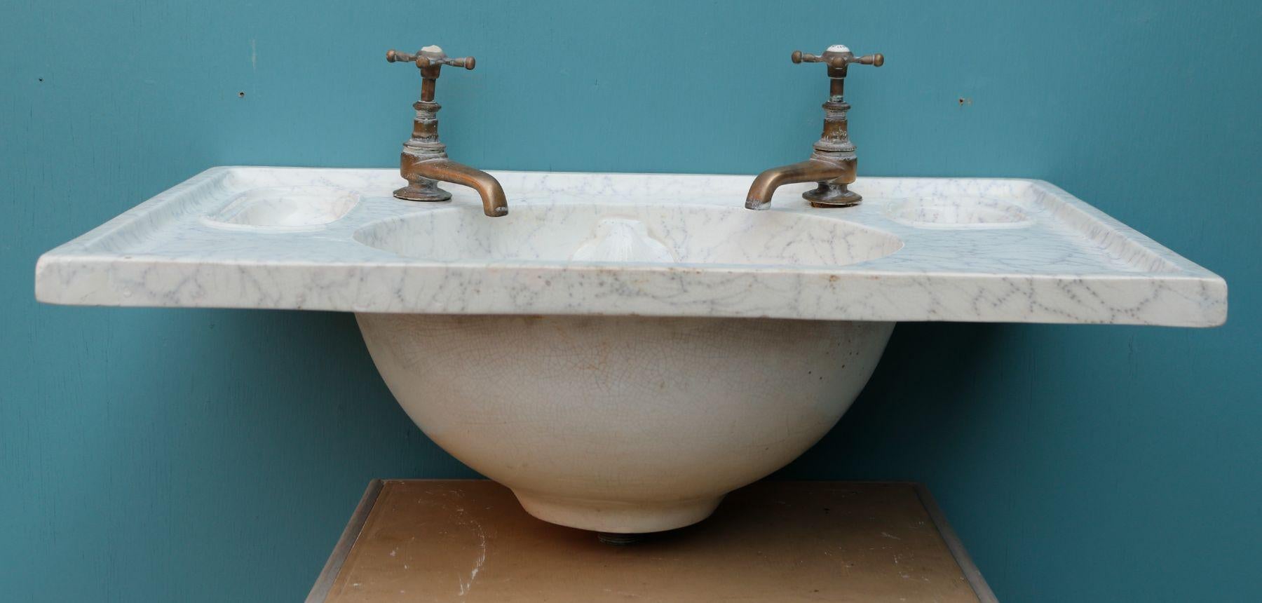 Porcelain Antique Victorian Wash Basin or Sink For Sale