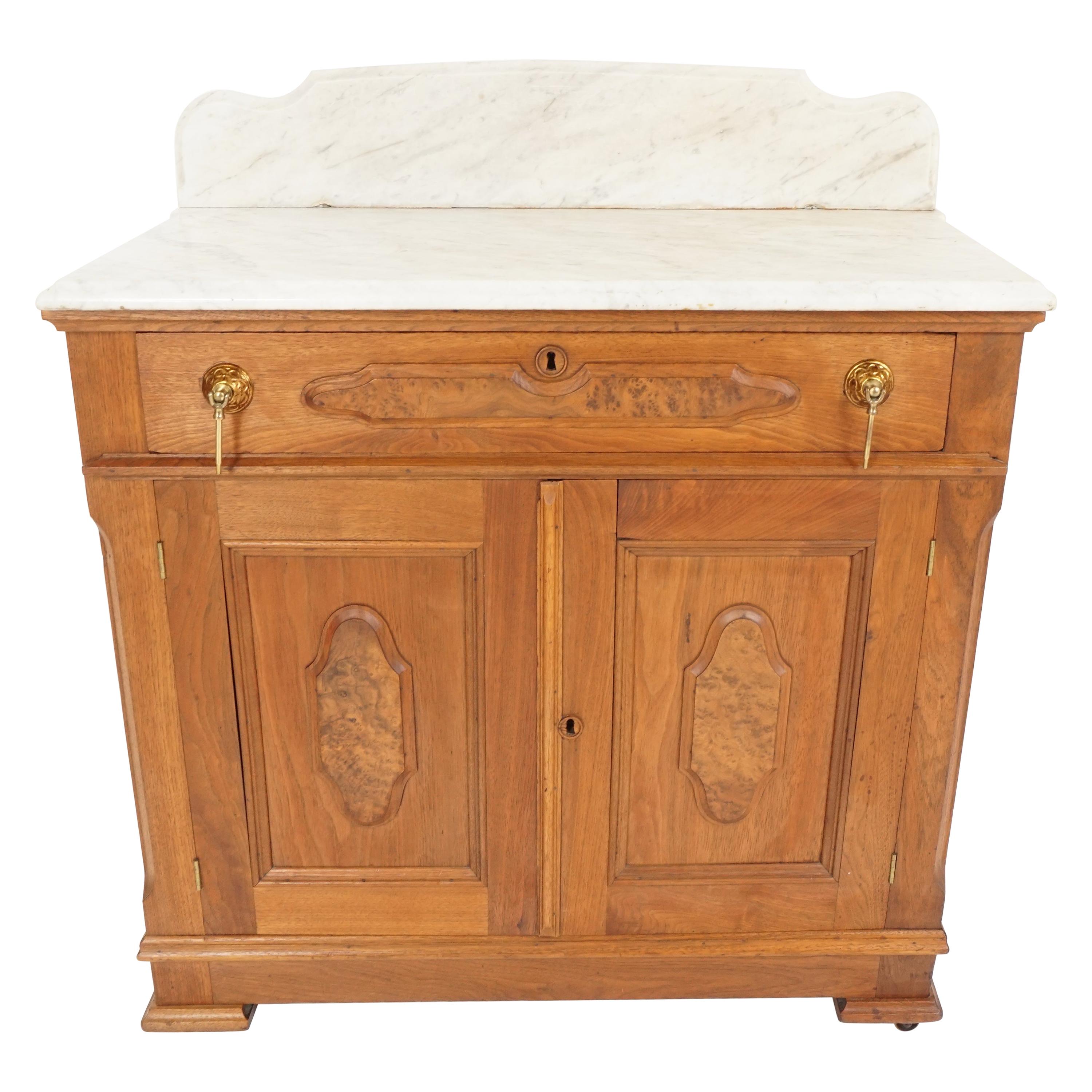 Antique Victorian Washstand, East Lake, Walnut Marble Top, American 1880, B2518