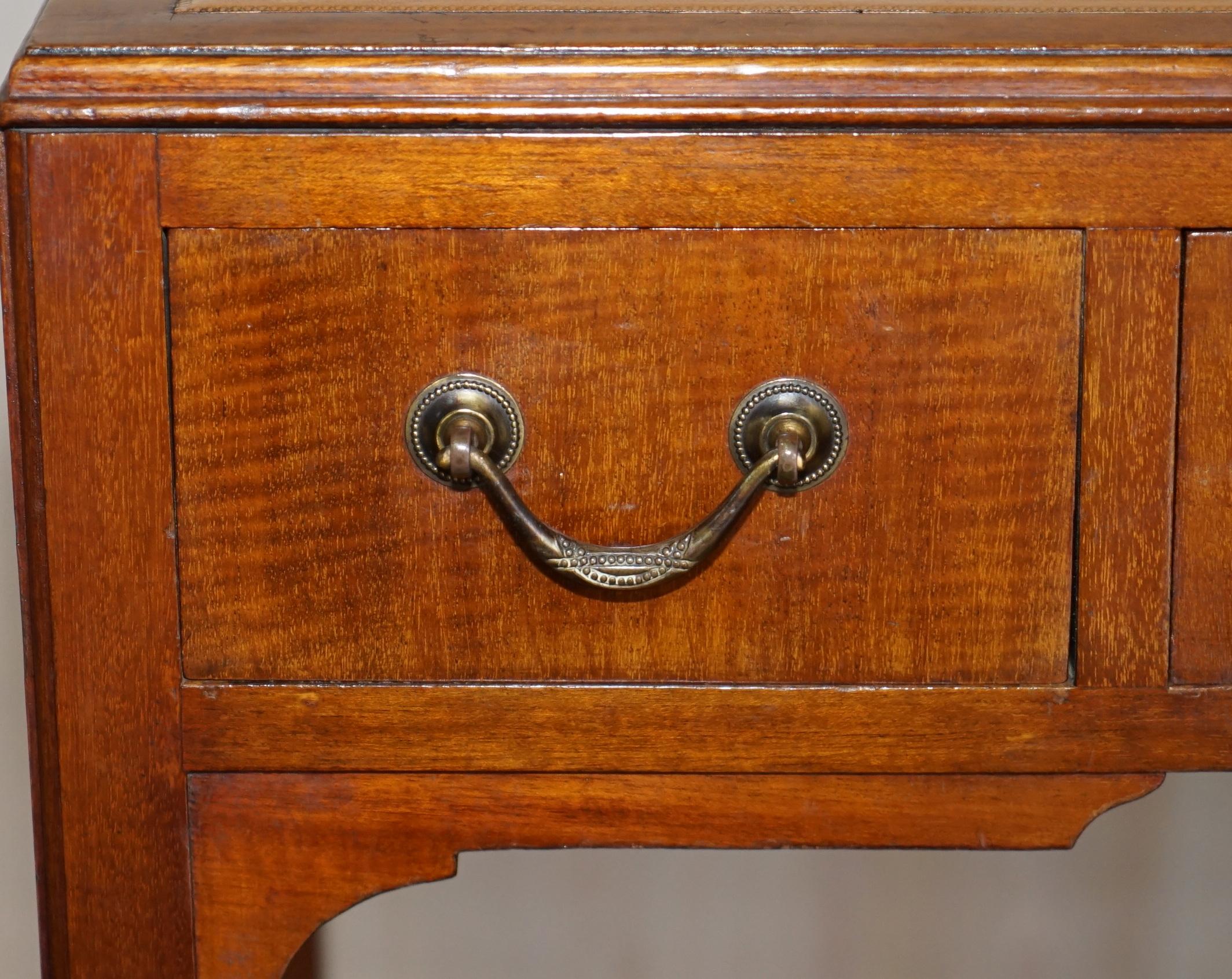 English Antique Victorian Watchmakers Desk Georgian Taste Hardwood & Brown Leather For Sale